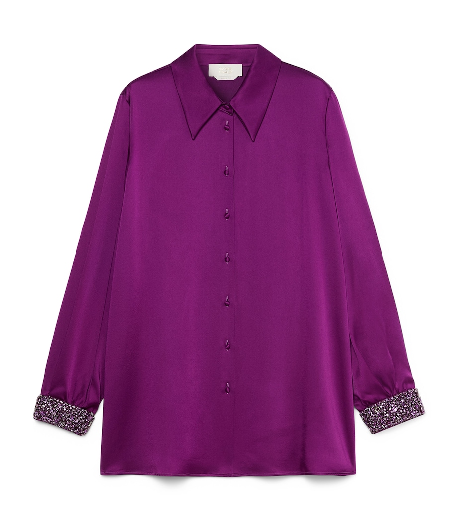 Marina Rinaldi Womens Embellished Shirt Fuxia Viola Image 1