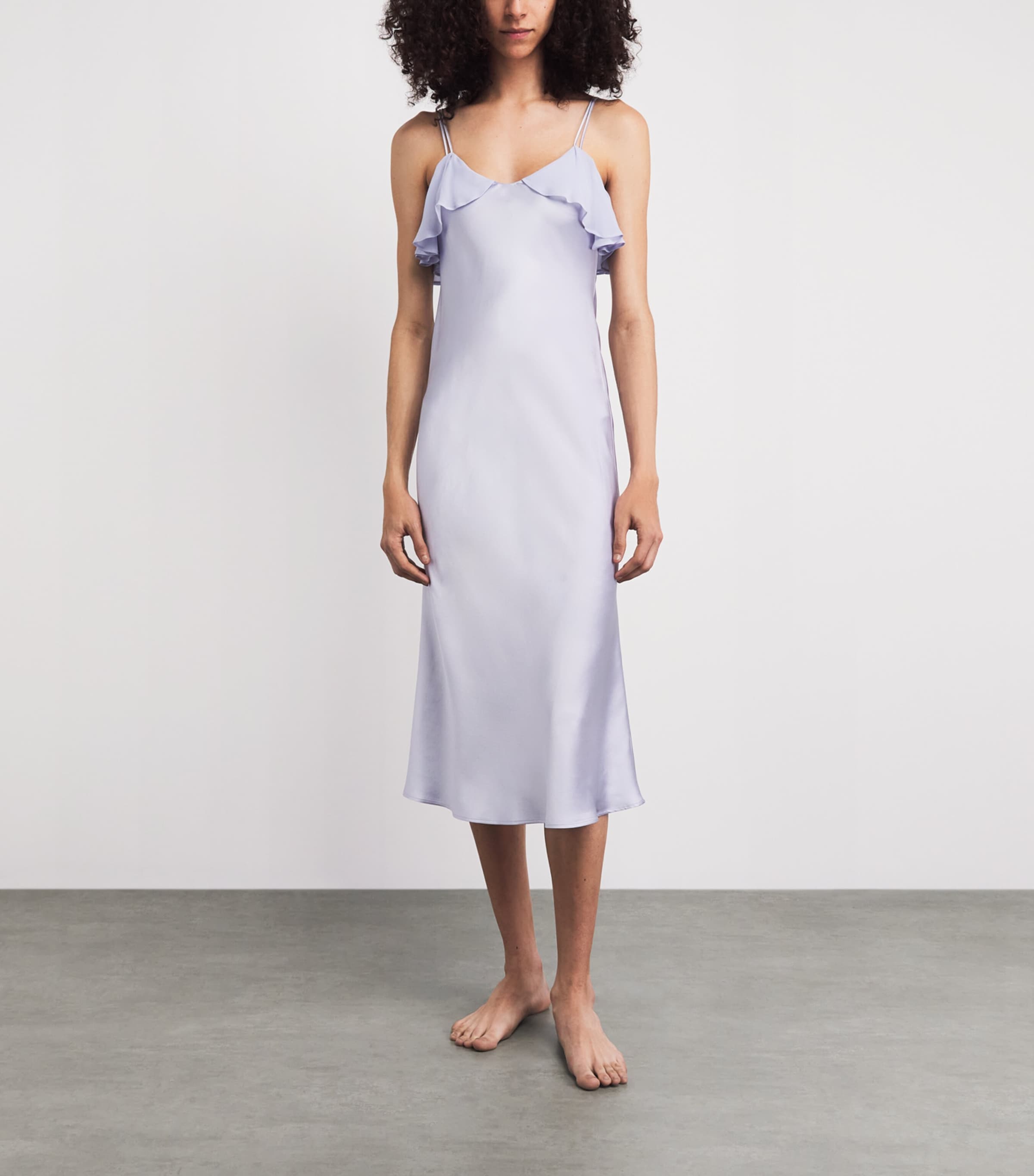 MANITO Womens Mulberry Silk Aurora Midi Slip Dress Orchid Petal Image 2