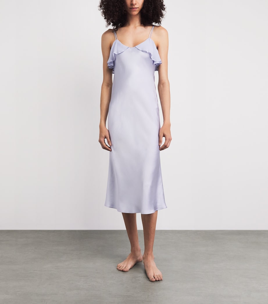 MANITO Womens Mulberry Silk Aurora Midi Slip Dress Orchid Petal Image 2