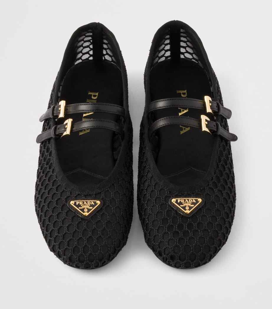 Prada Mesh Triangle Ballet Flats Black Image 3