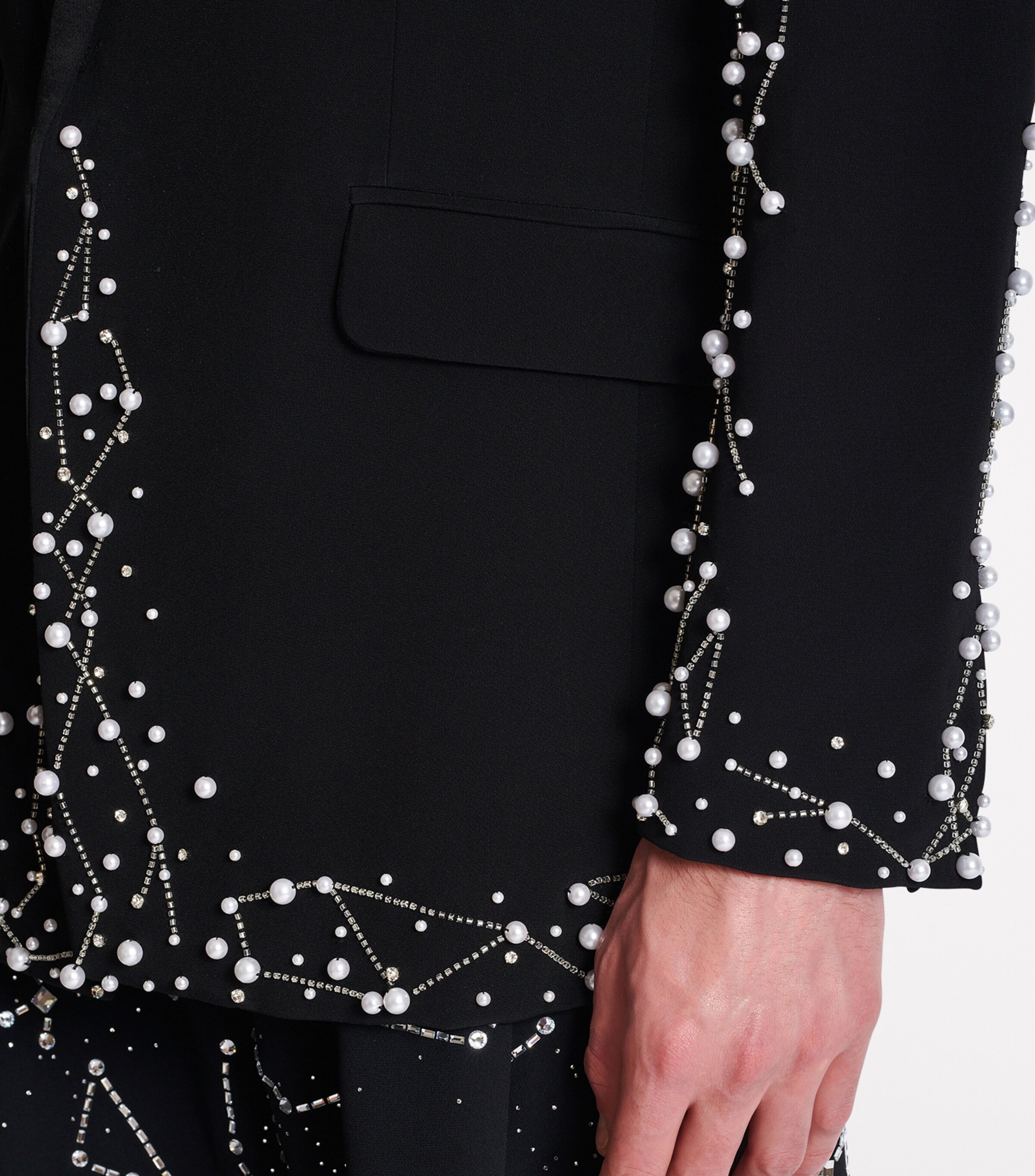 Embroidered Single-Breasted Blazer EAW NOIR/CRISTAL Image 8