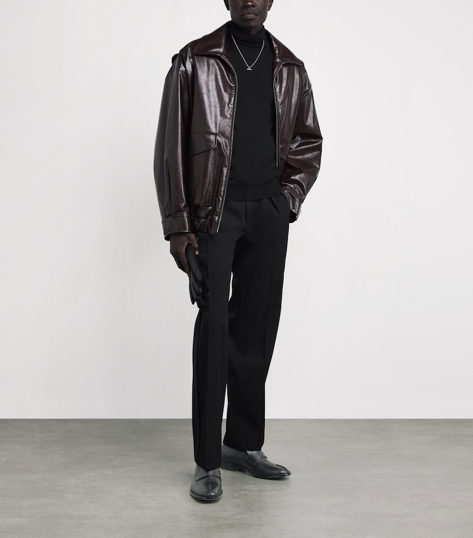 Leather Debossed Logo Loafers T8013 - BLACK Image 2