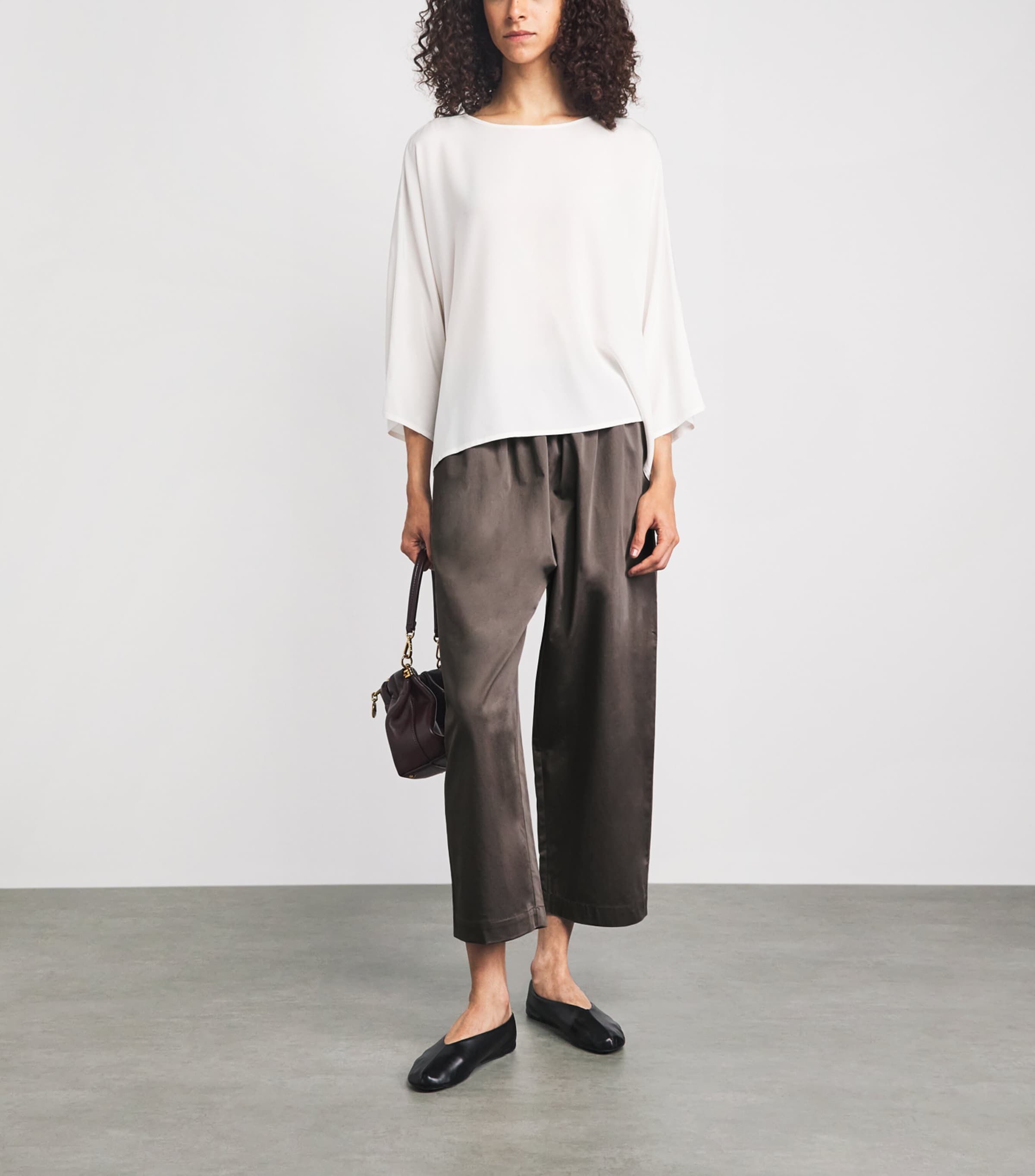 Eskandar Womens Stretch-Cotton Japanese Trousers Mocha Image 2