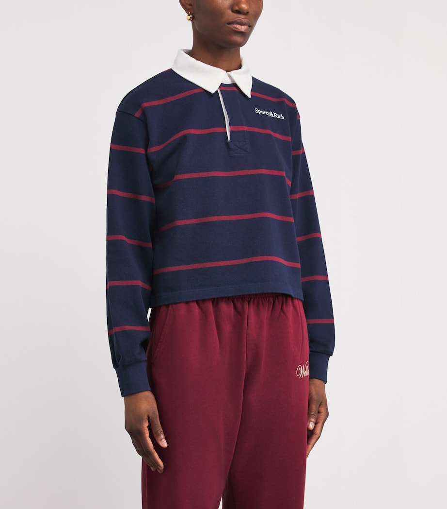 Cotton Rugby Polo Shirt 3980 DRK NVY/WH/MERL Image 3