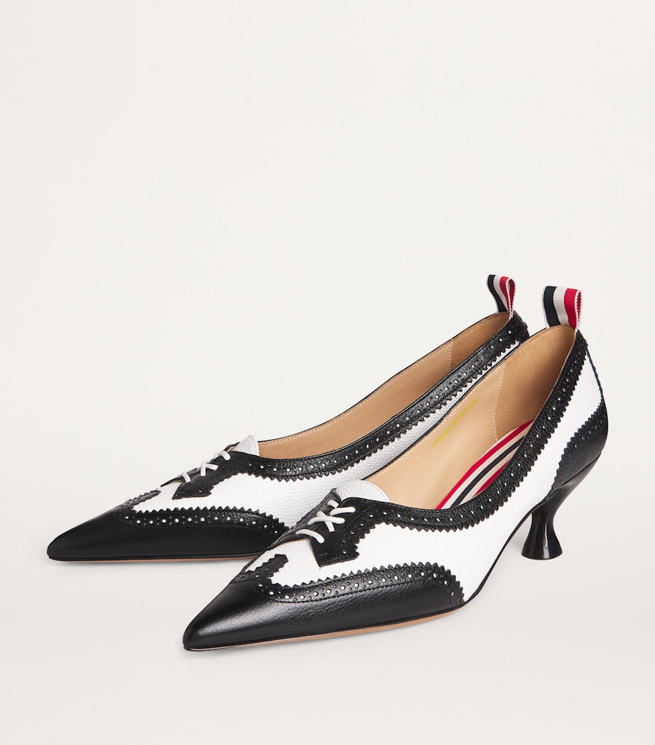 Leather Wingtip Pumps 55 BLK/WHT Image 3