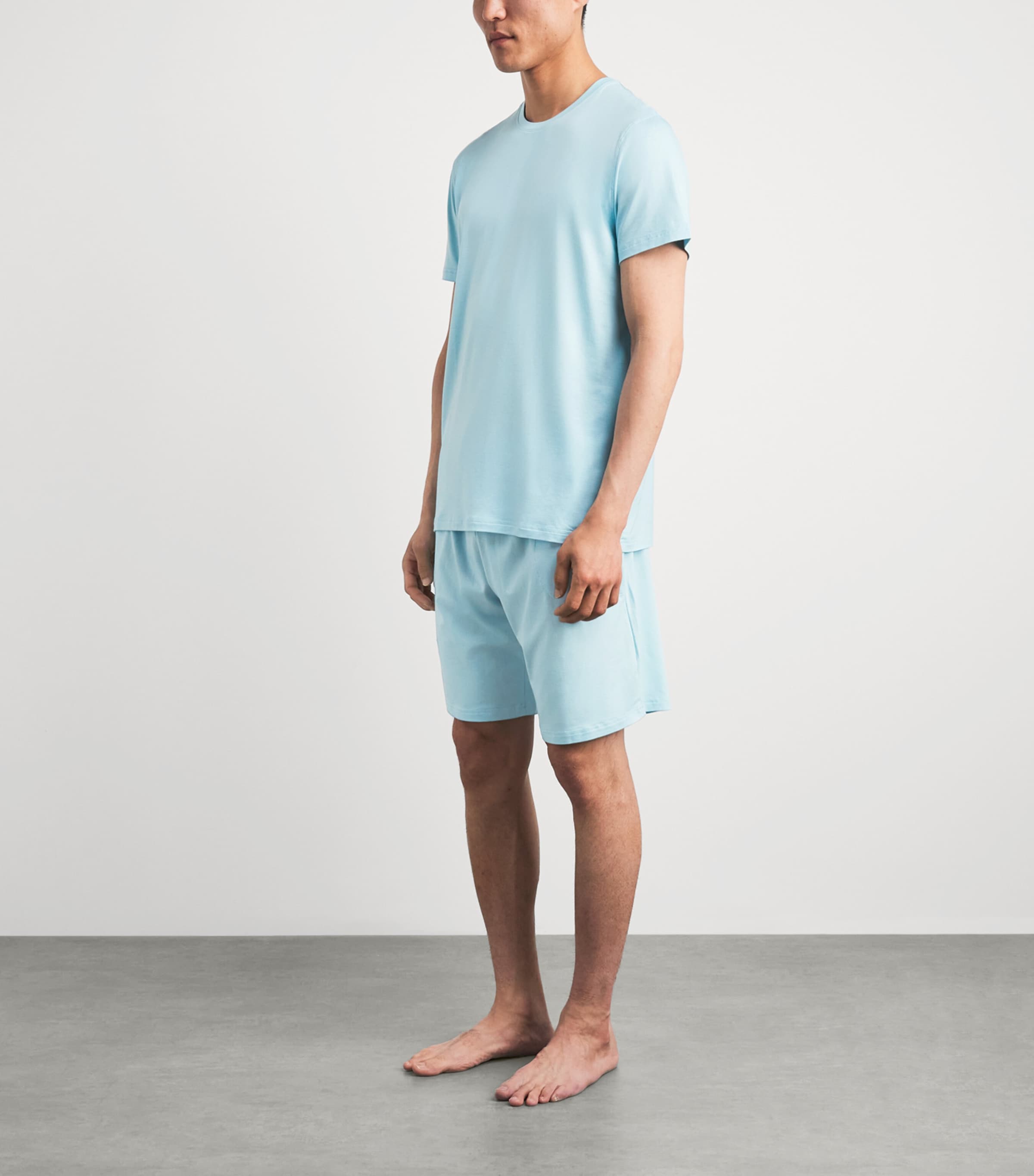 Derek Rose Mens Micromodal Basel Sweatshorts Blu Image 2