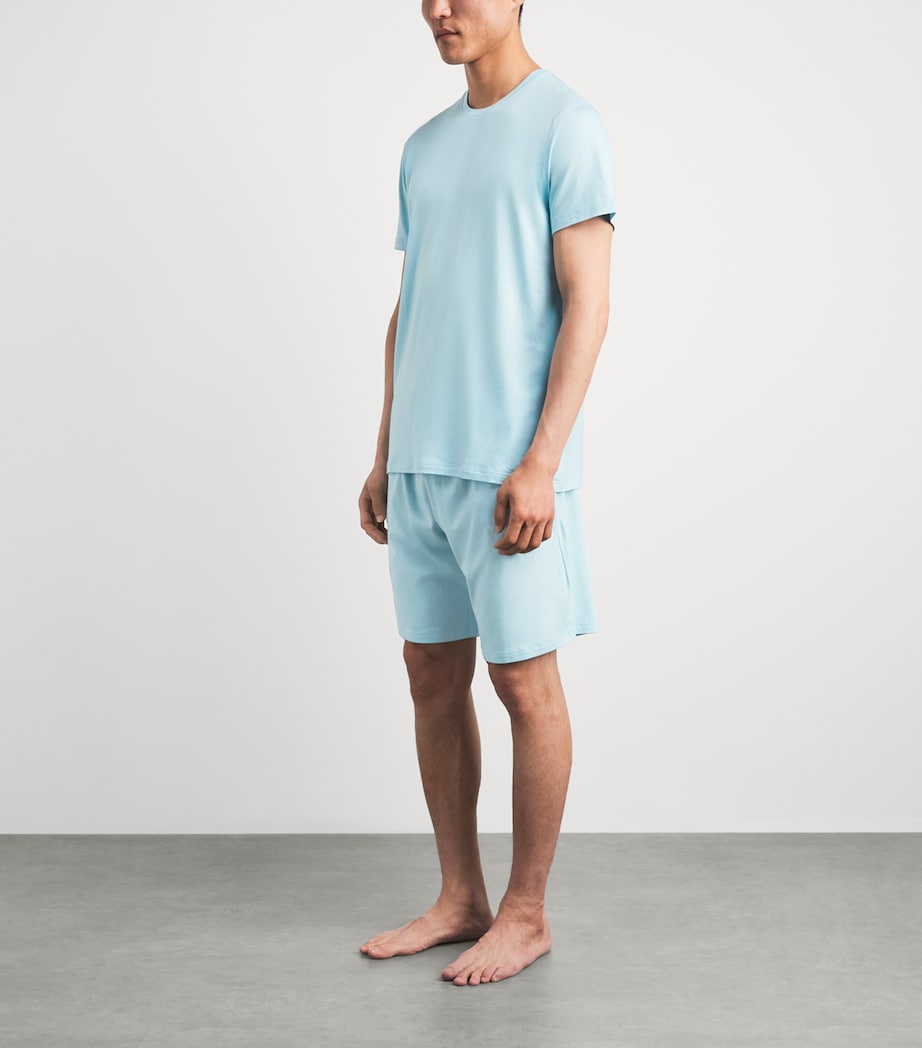 Derek Rose Mens Micromodal Basel Sweatshorts Blu Image 2