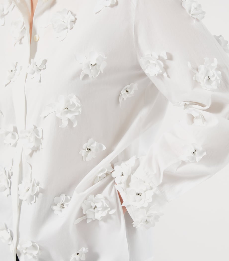 Floral-Embellished Fidato Shirt OPTICAL WHITE Image 5