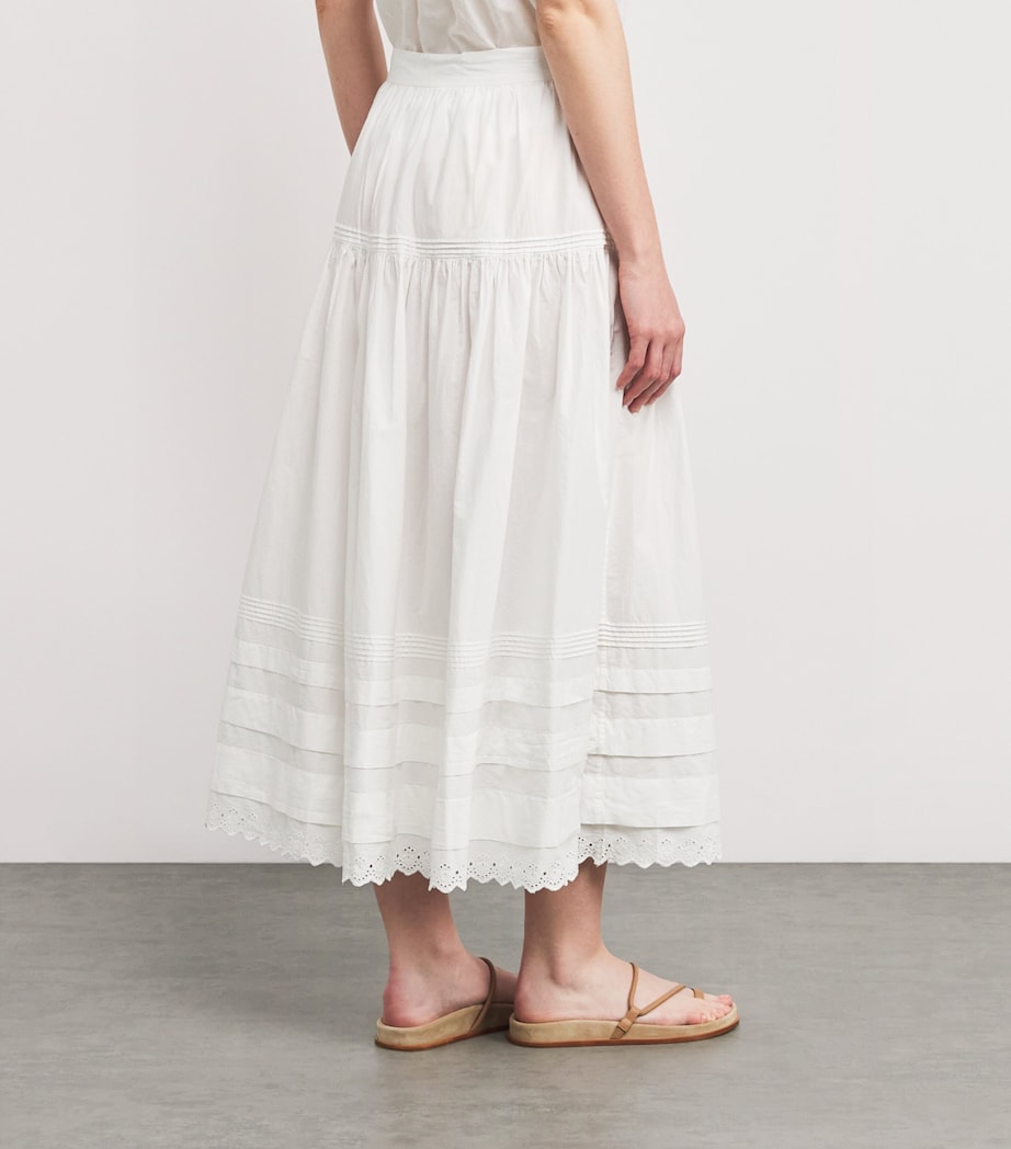 DÔEN Womens Organic Cotton Sebastiane Midi Skirt Powder Image 4