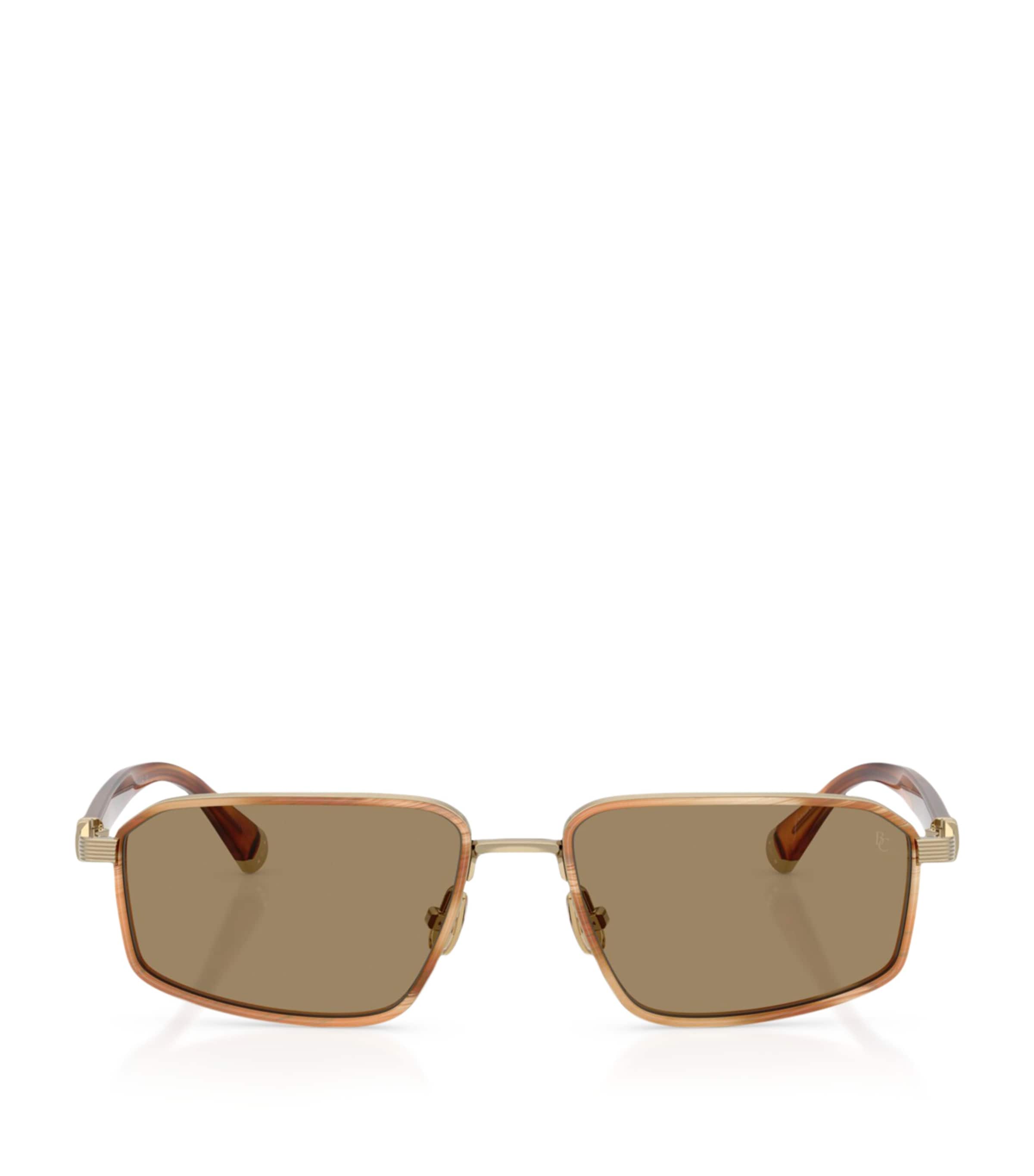 Brunello Cucinelli Titanium Rectangle Jarama Sunglasses In Neutral