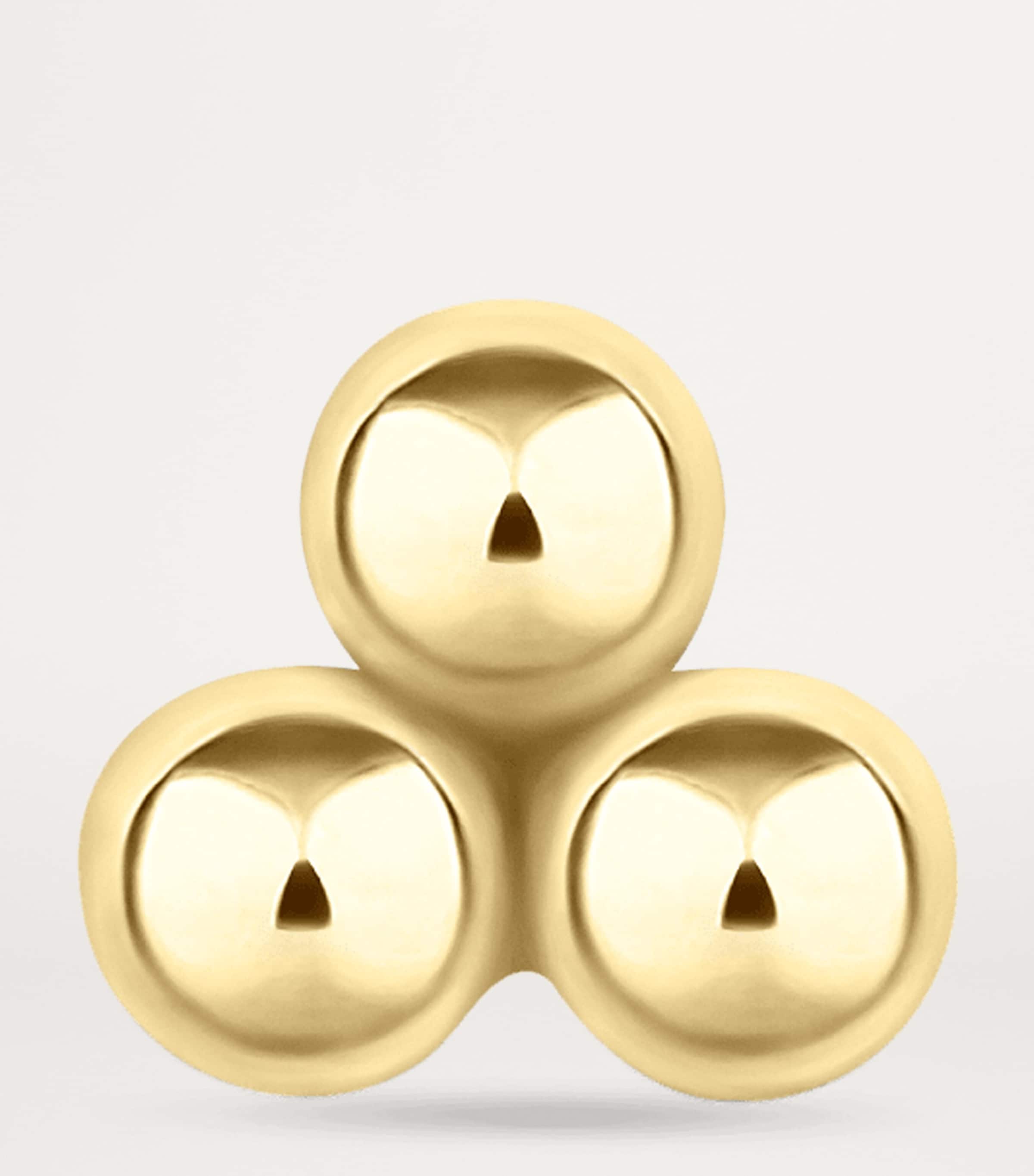 Large Three Ball Trinity Threaded Stud Earring (3.5mm) YELLOW GOLD Image 2