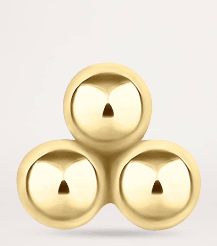 Large Three Ball Trinity Threaded Stud Earring (3.5mm) YELLOW GOLD Image 2