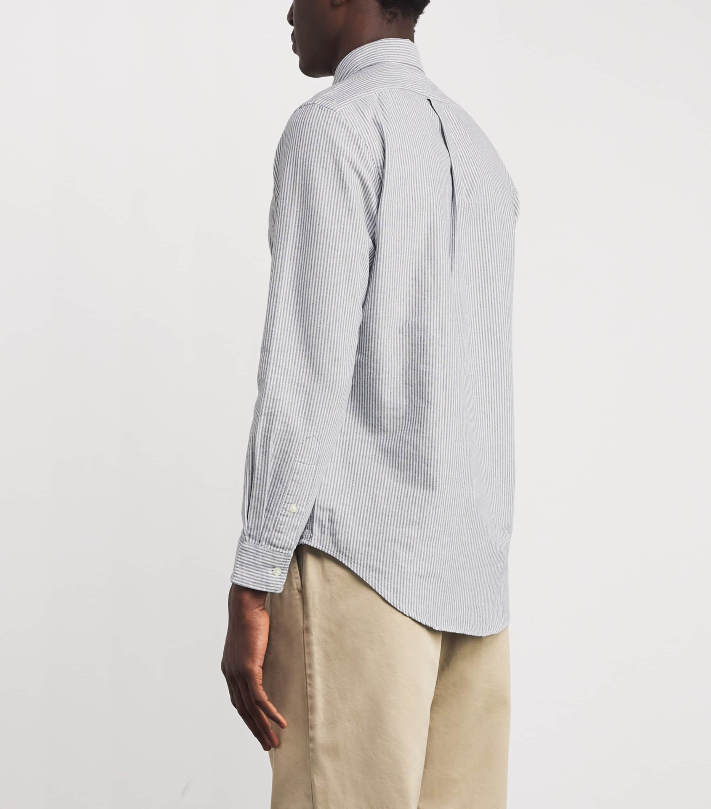 Custom Fit Stripe Oxford Shirt SLATE WHITE Image 4