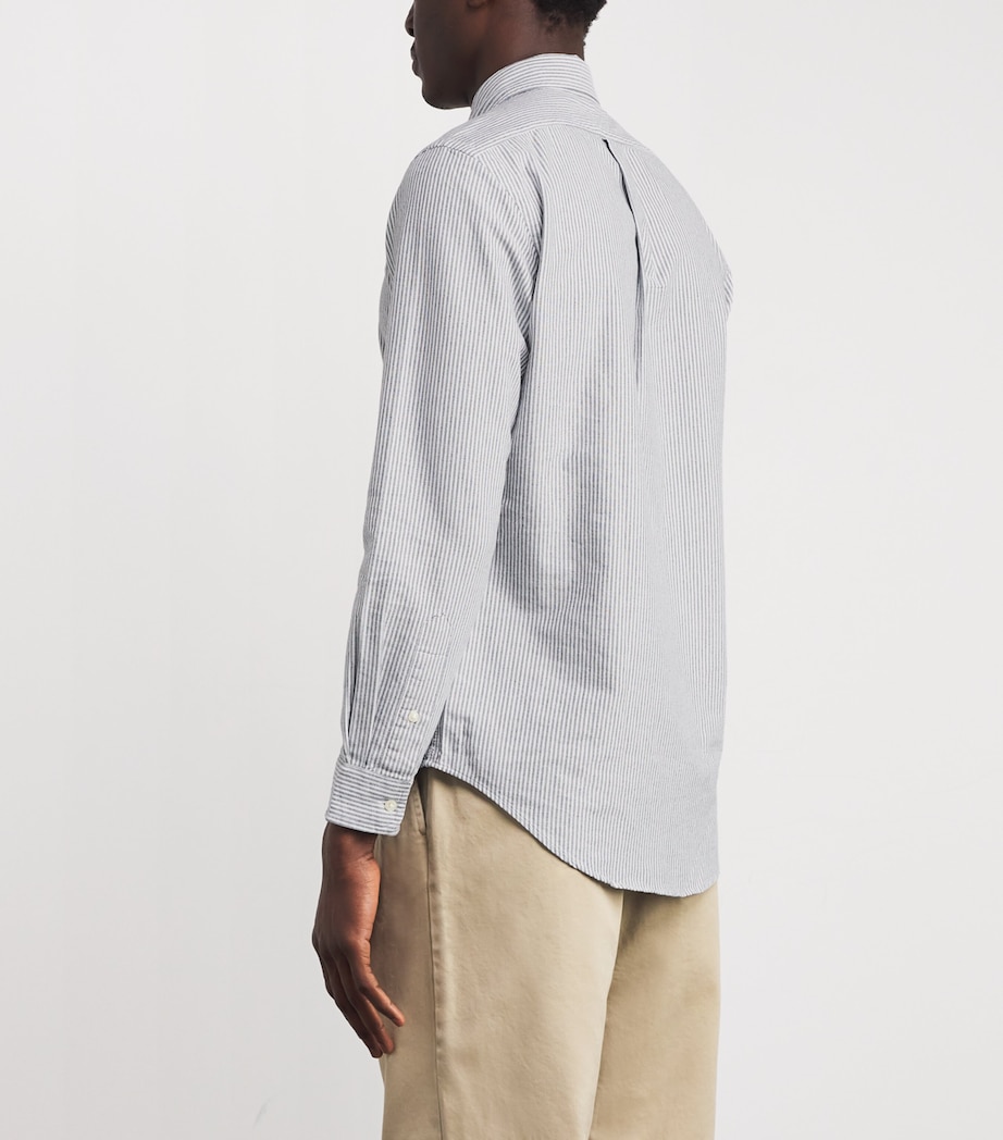 Custom Fit Stripe Oxford Shirt SLATE WHITE Image 4