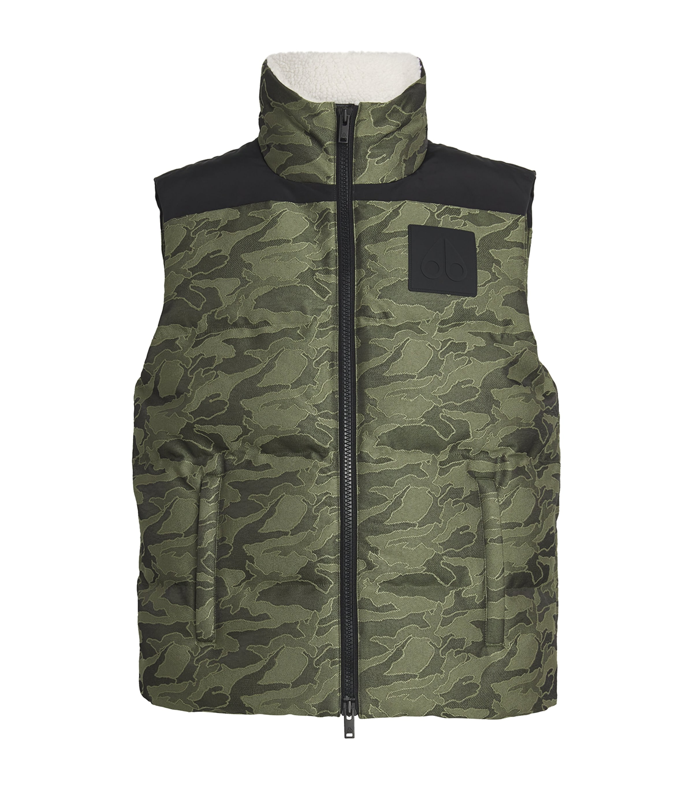 Moose Knuckles Kings Camouflage Print Puffer Gilet In Green