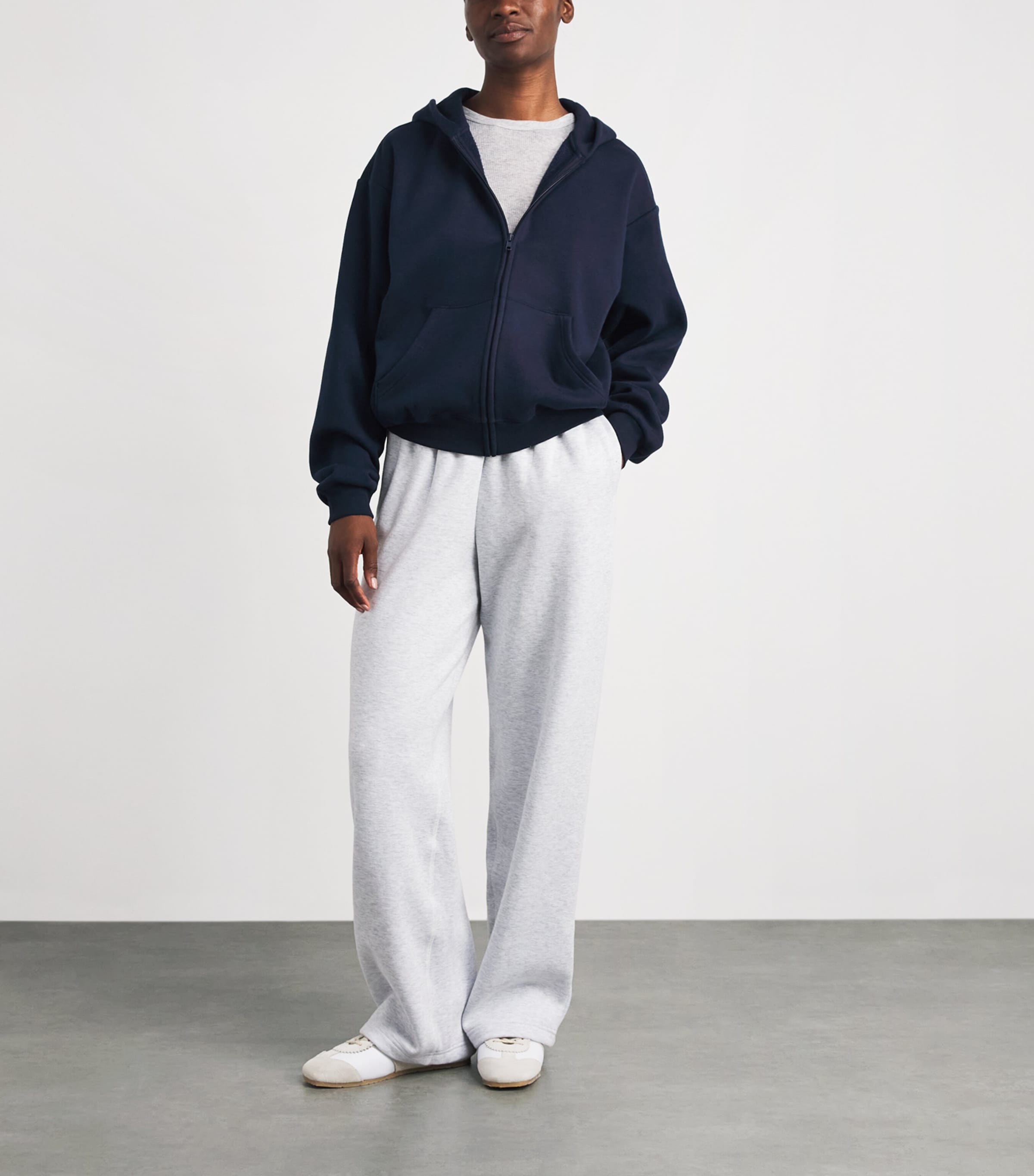 Skims Womens Cotton-Blend Fleece Classic Hoodie Navy Image 2