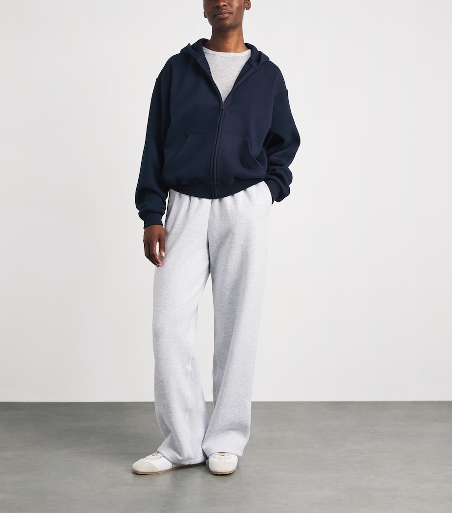 Skims Womens Cotton-Blend Fleece Classic Hoodie Navy Image 2