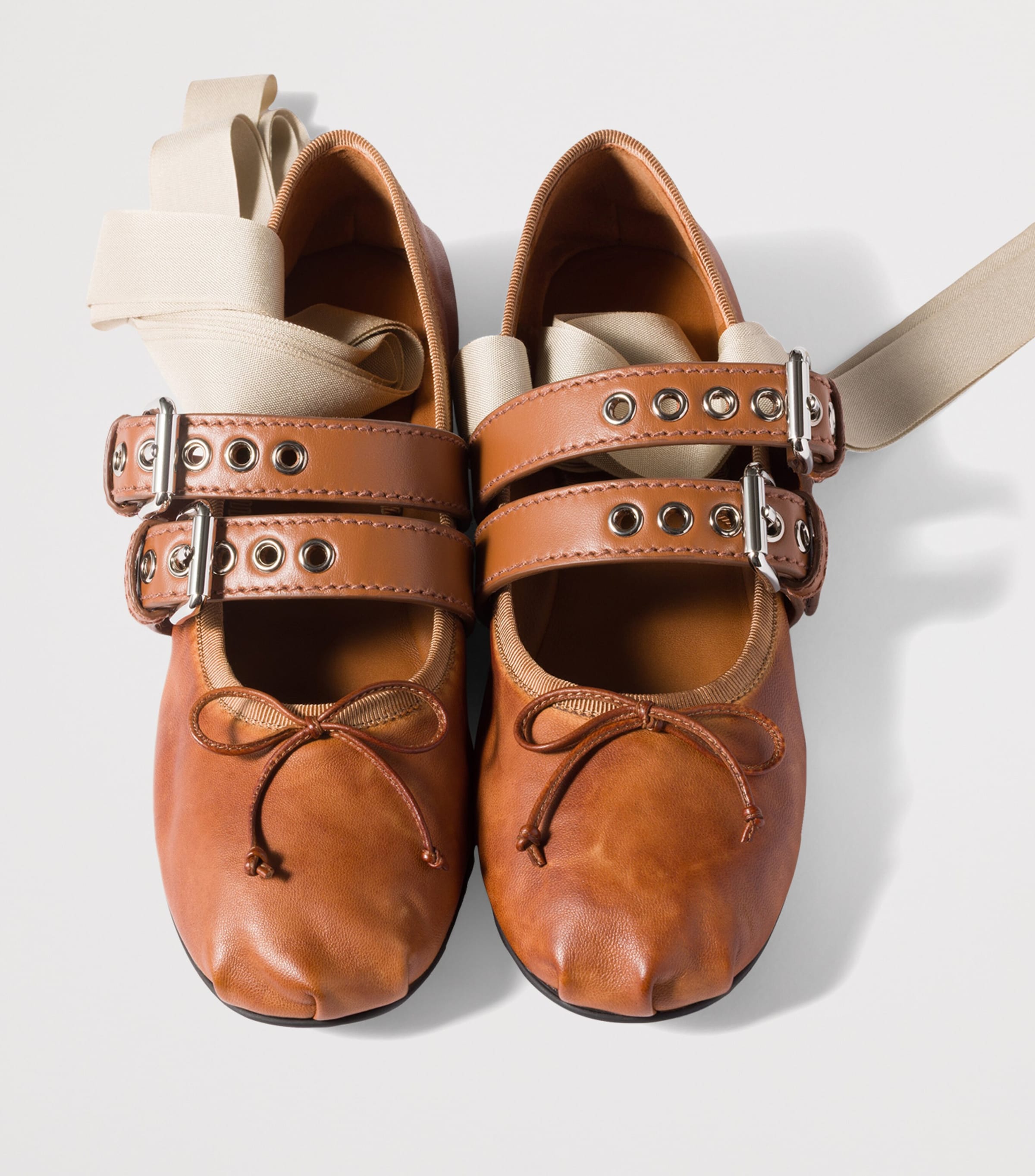 Miu Miu Nappa Leather Buckle Ballerina Flats Image 4