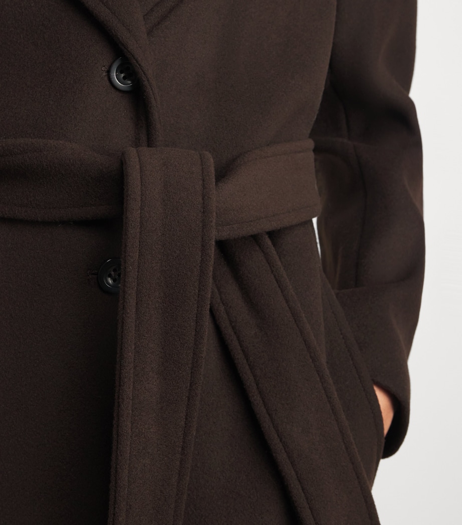 Claudie Pierlot Womens Wool-Blend Belted Coat Brown Image 5