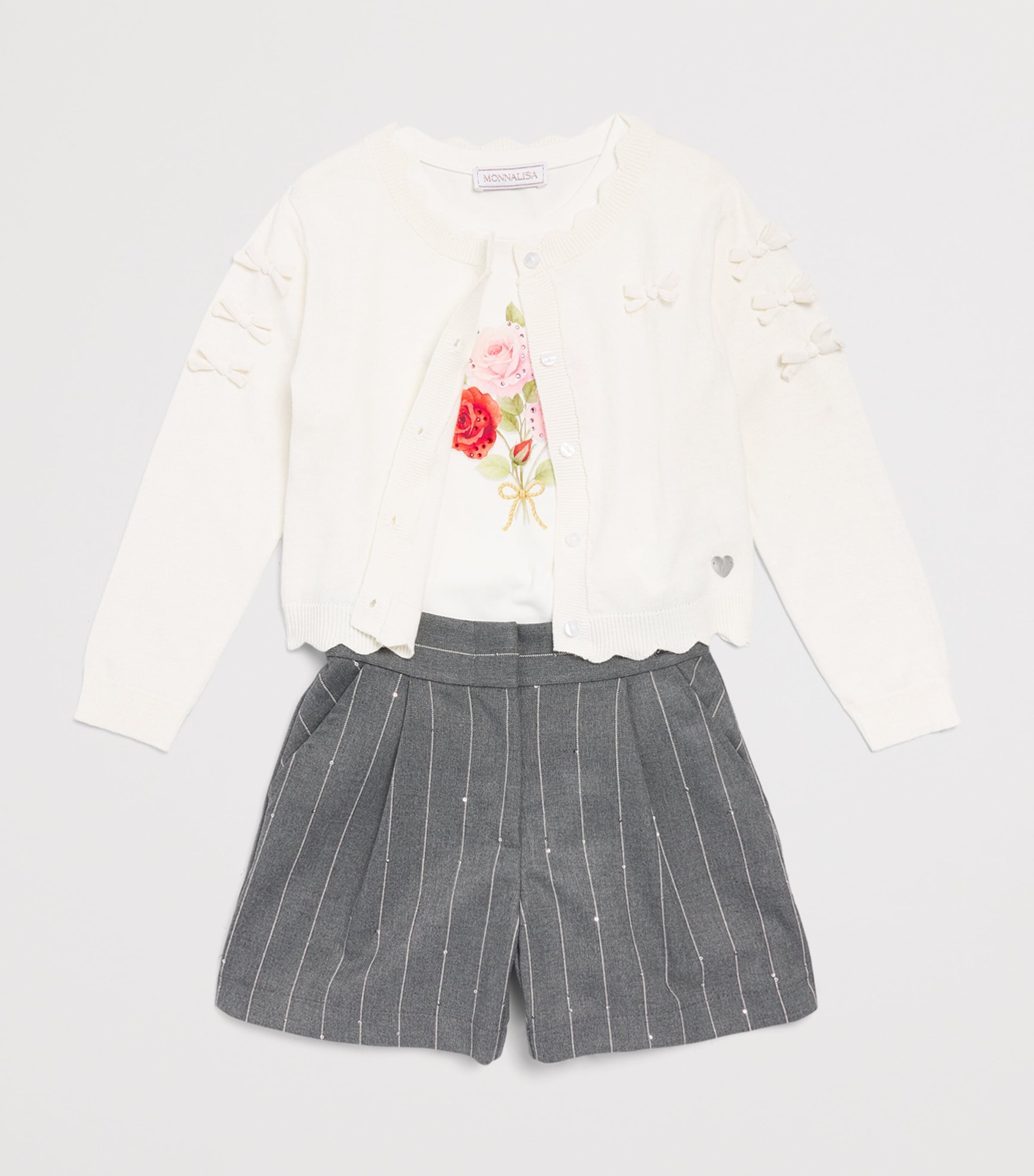 Monnalisa Stripe Bermuda Shorts (4-14 Years) Grigio Medio Image 3