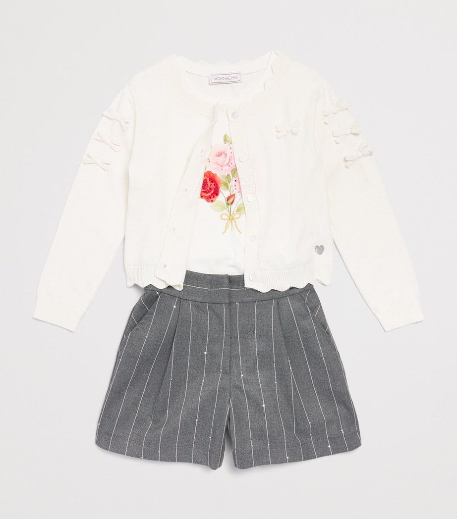 Monnalisa Stripe Bermuda Shorts (4-14 Years) Grigio Medio Image 3