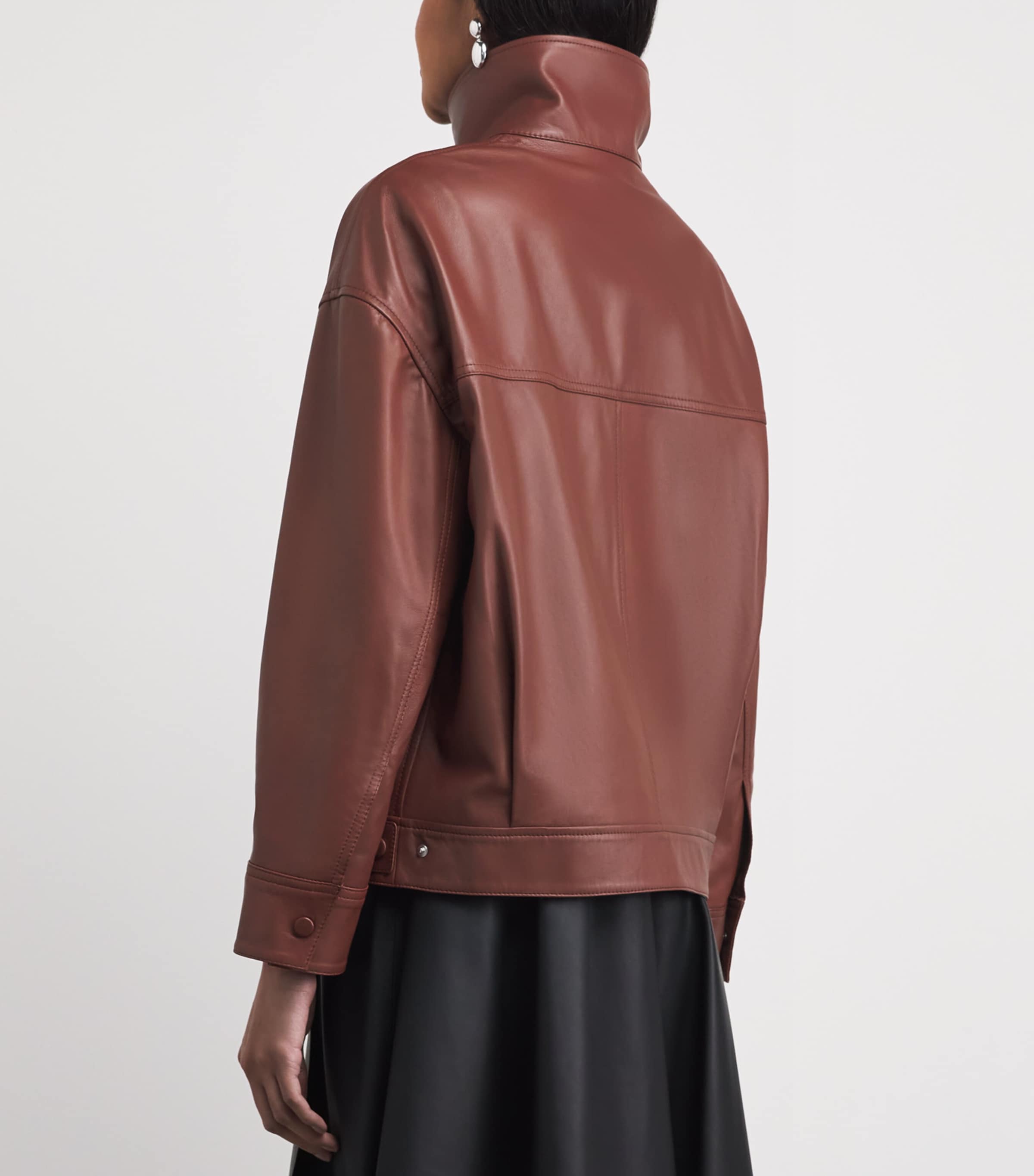 Yves Salomon Womens Lambskin Zip-Up Jacket Image 5