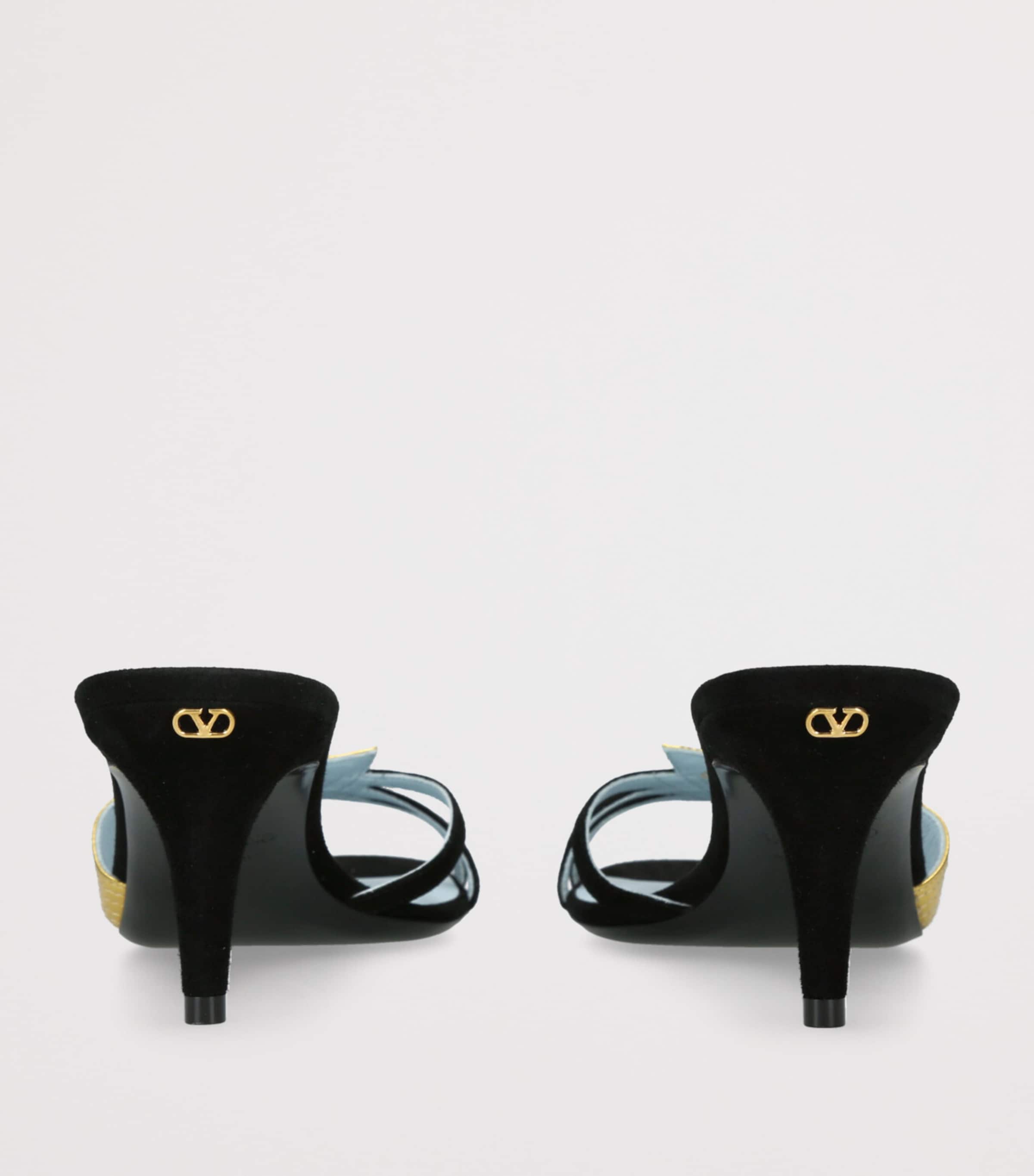 Valentino Garavani FolieFoliage Heeled Mules 65 Black/comb Image 2