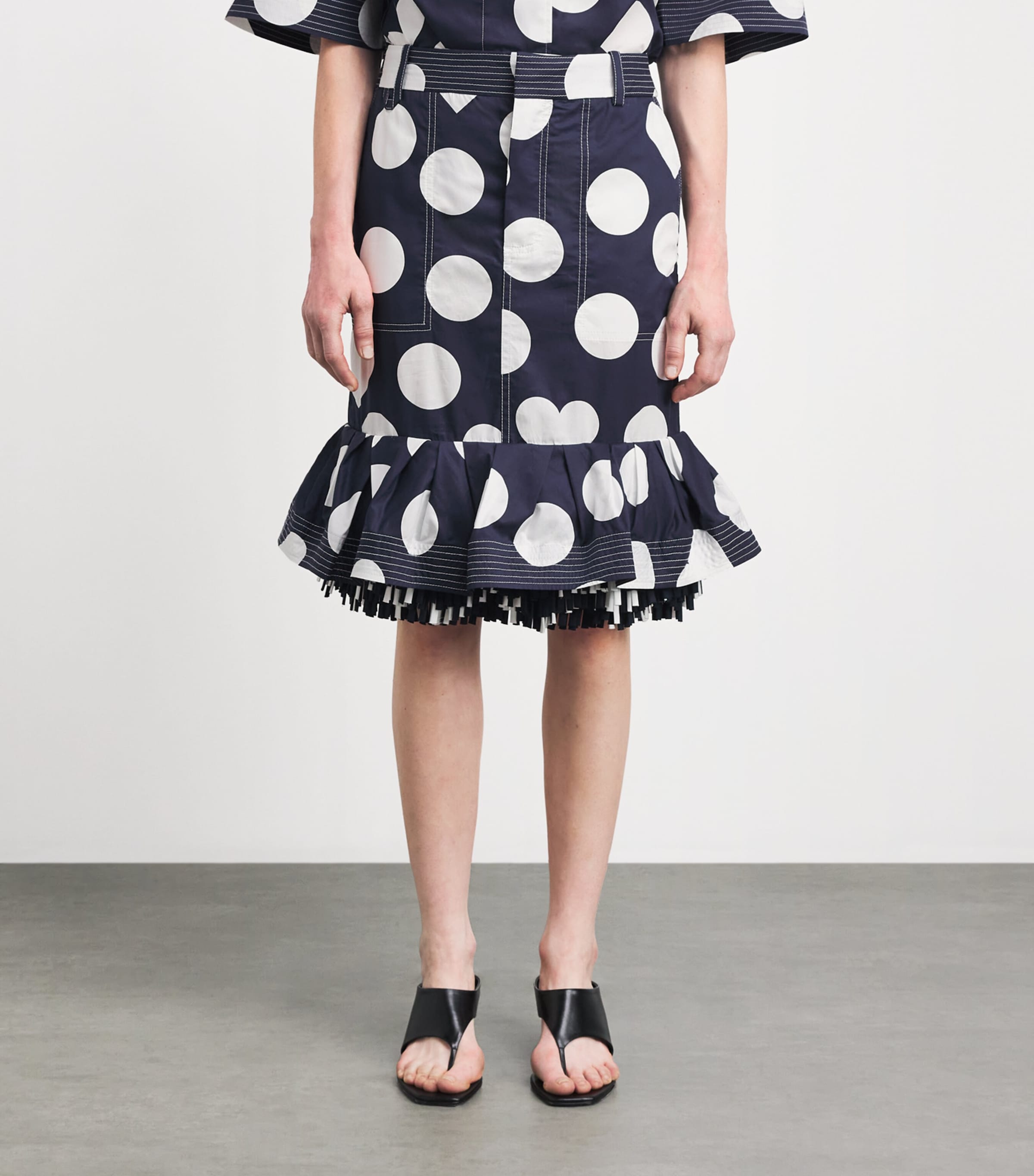 Jacquemus Womens Cotton Polka Dot Cabana Midi Skirt Dots Heart Navy Image 4