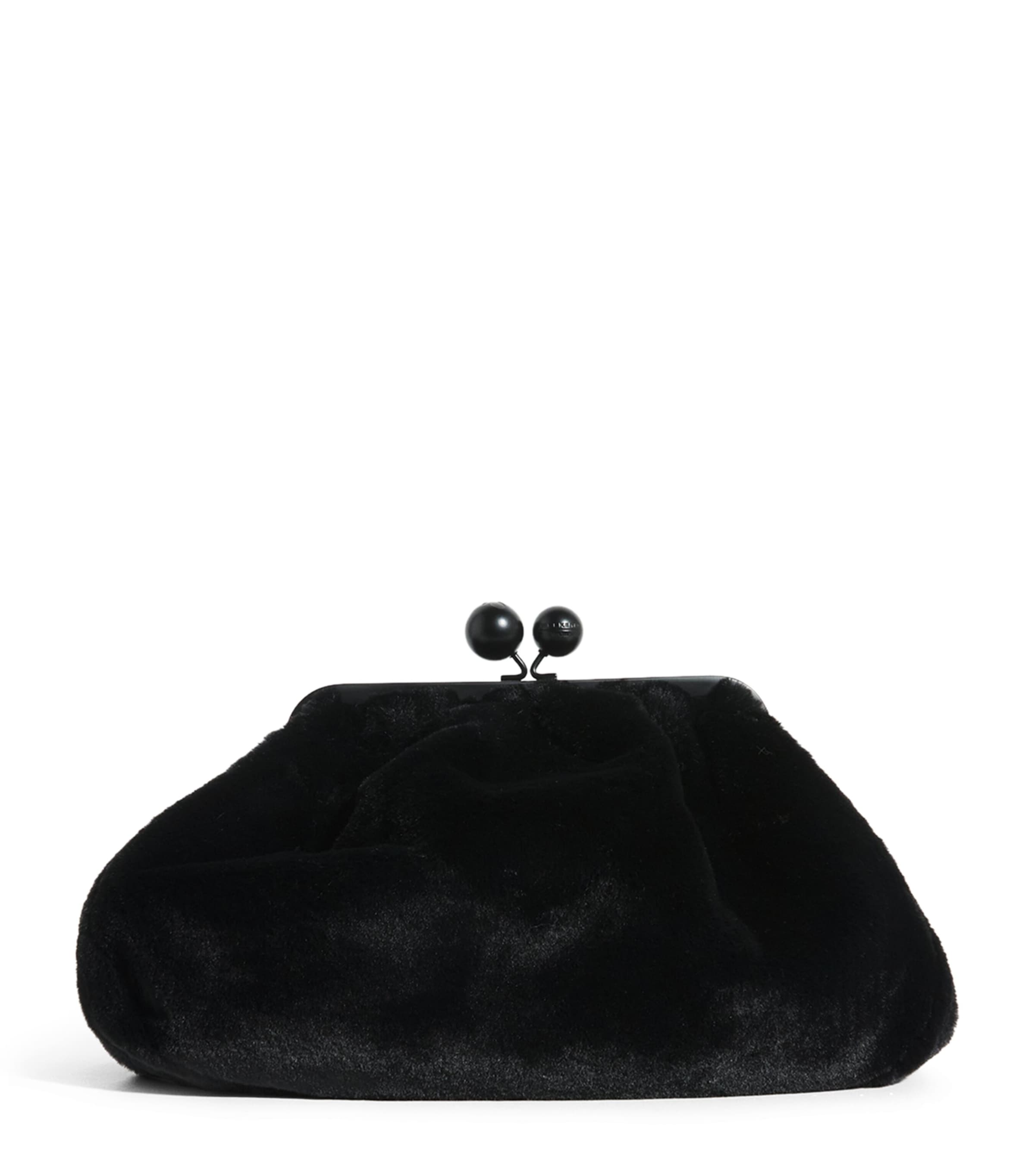 Shop Weekend Max Mara Medium Faux Fur Pasticcino Clutch Bag In Black