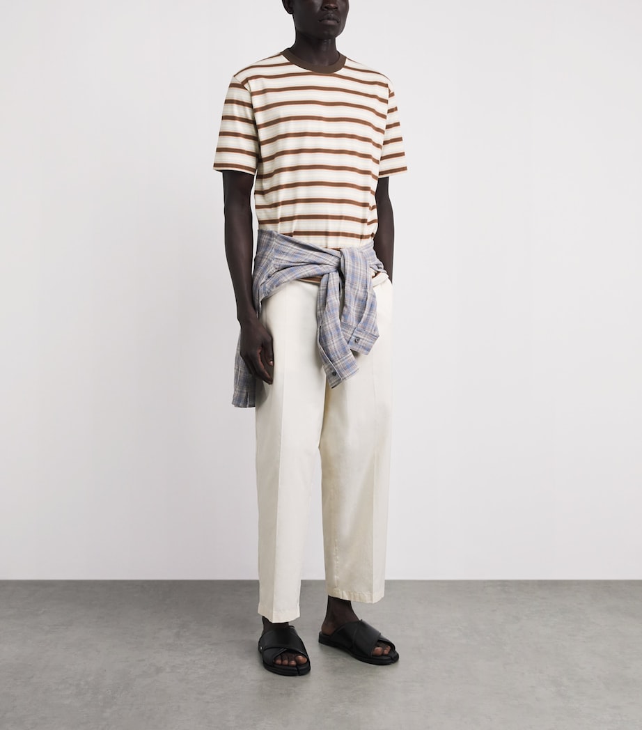 Auralee Mens Cotton Gradient Stripe T-Shirt Fade Brown Stripe Image 2