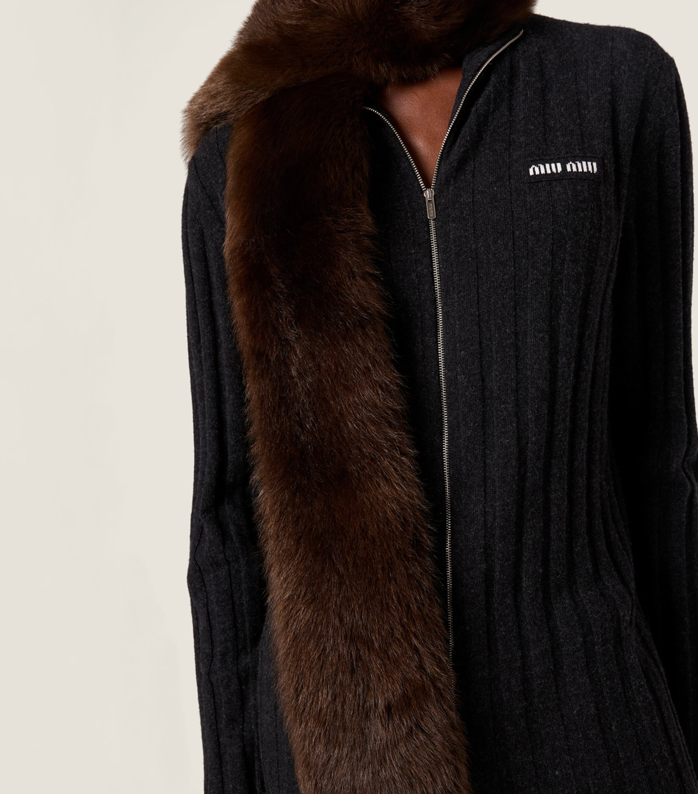 Wool-Cashmere Ribbed Cardigan F0308 Image 6