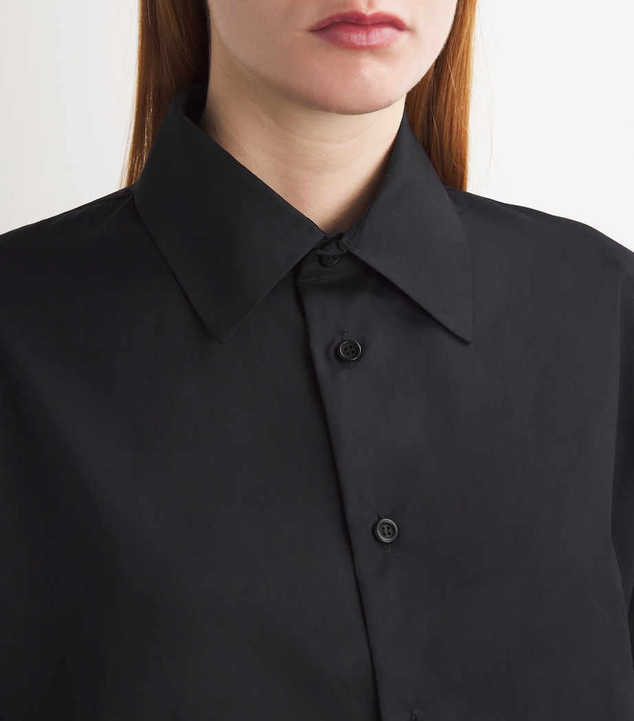 Eskandar Womens Cotton Slim Shirt with Collar Black Image 6