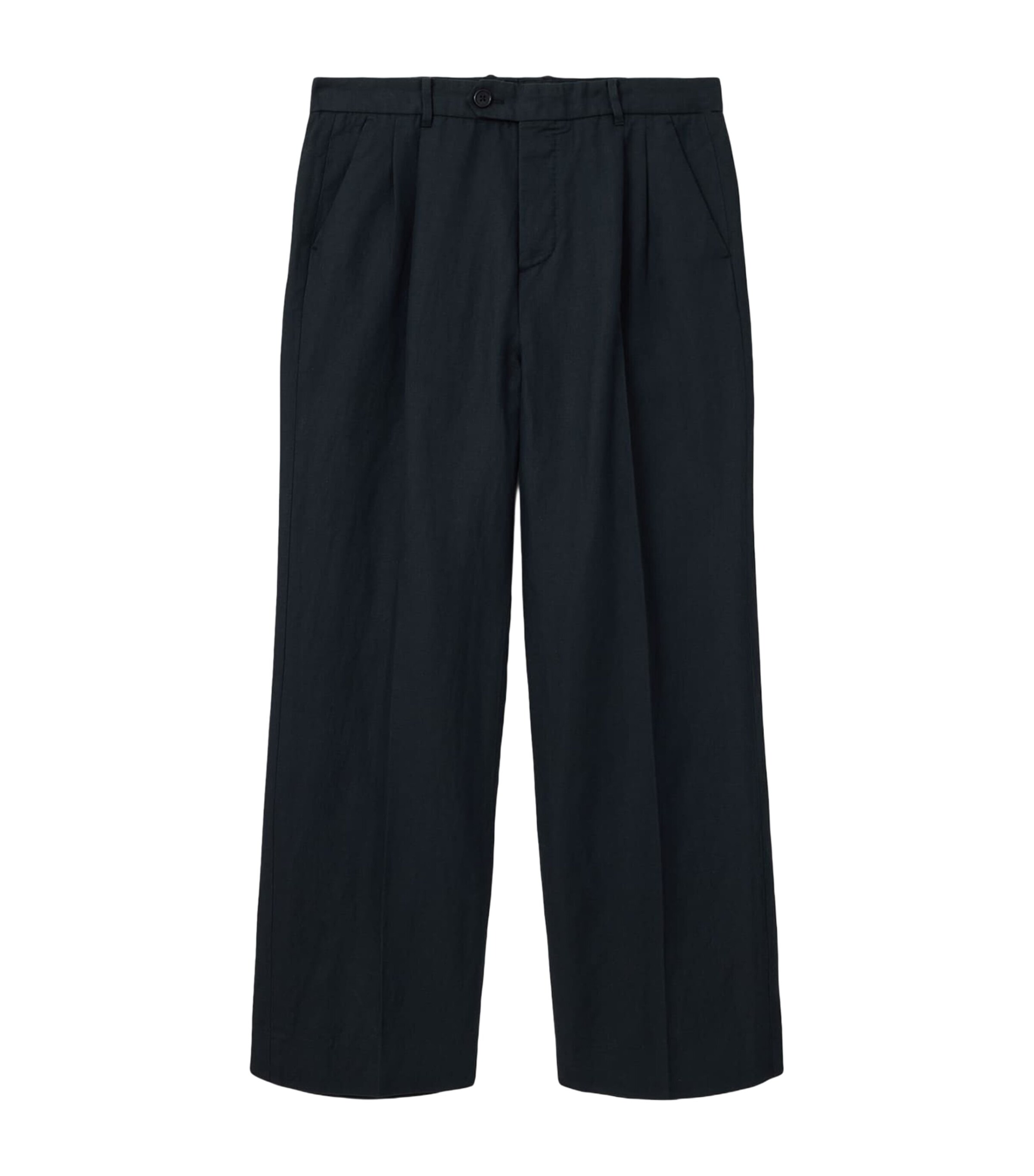 AllSaints Mens Linen-Organic Cotton Roland Straight Trousers Faded Black Image 1