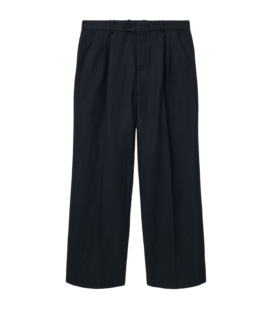 AllSaints Mens Linen-Organic Cotton Roland Straight Trousers Faded Black Image 1
