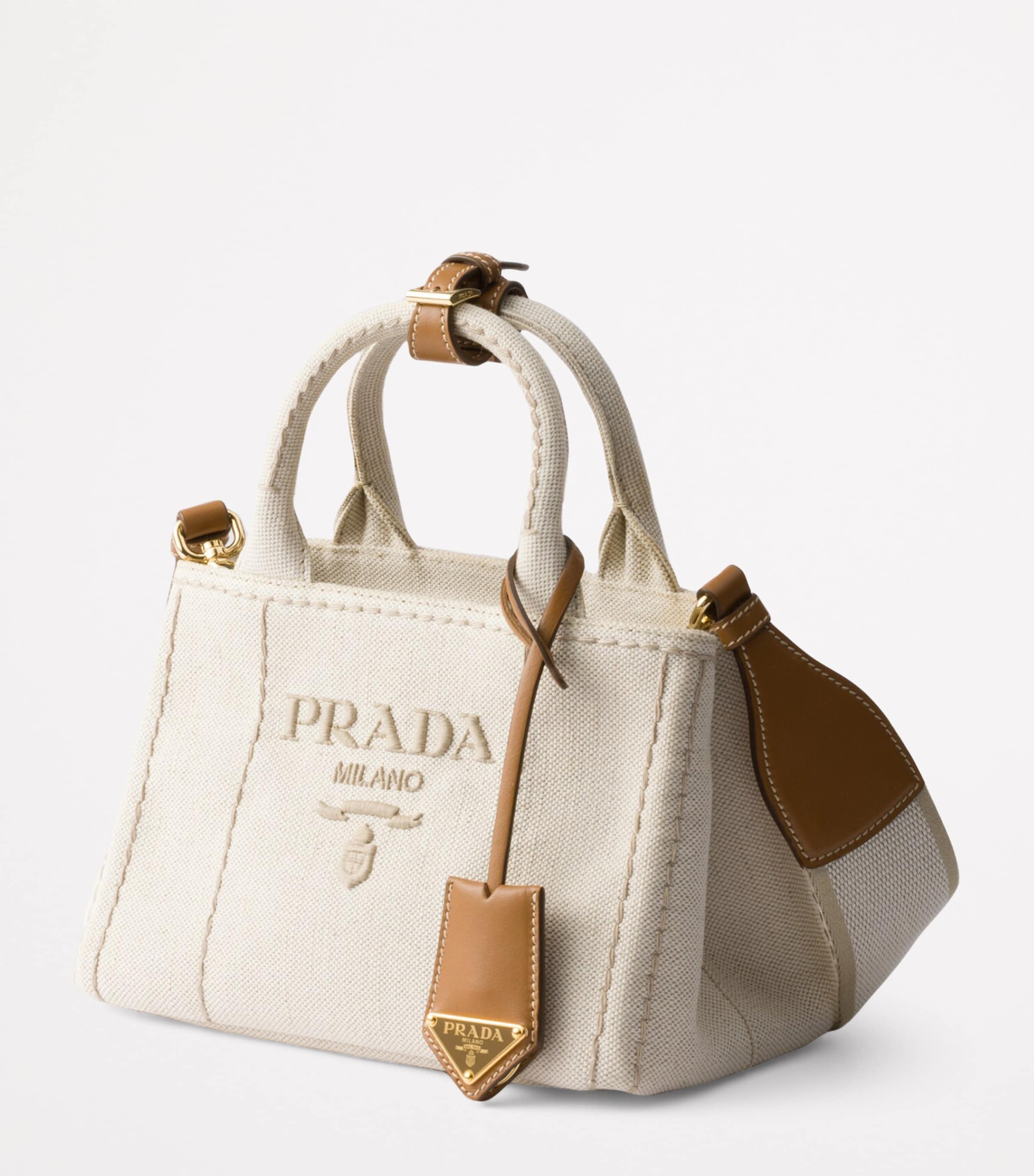 Prada Mini Cotton-Linen Top-Handle Bag Image 2
