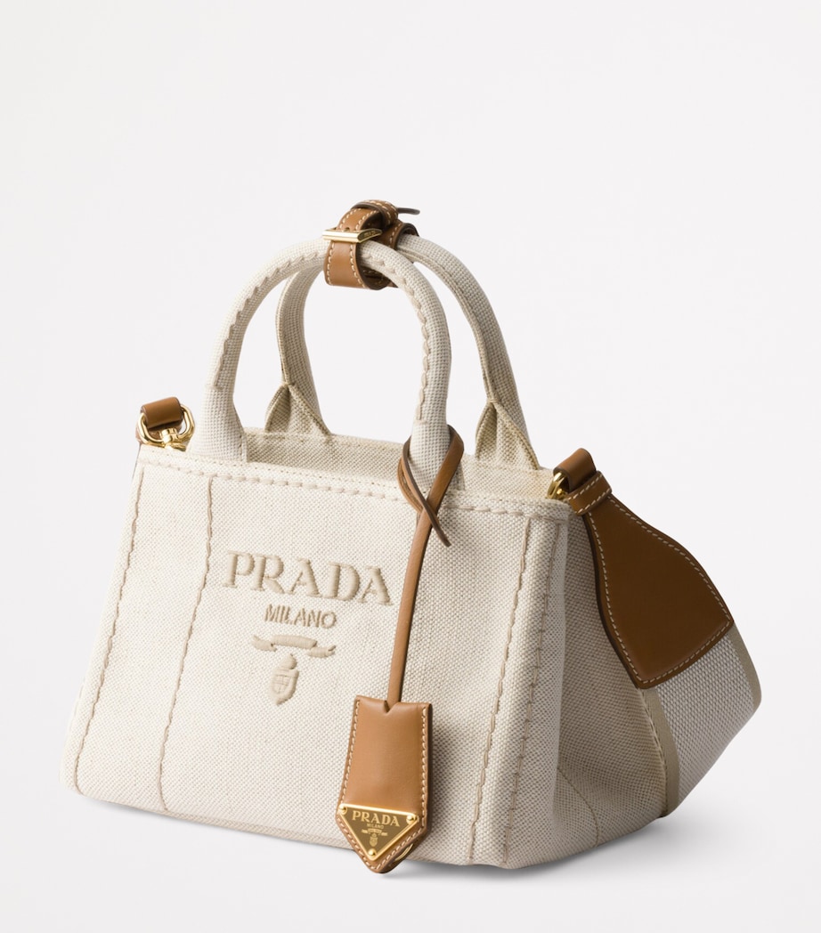 Prada Mini Cotton-Linen Top-Handle Bag Image 2