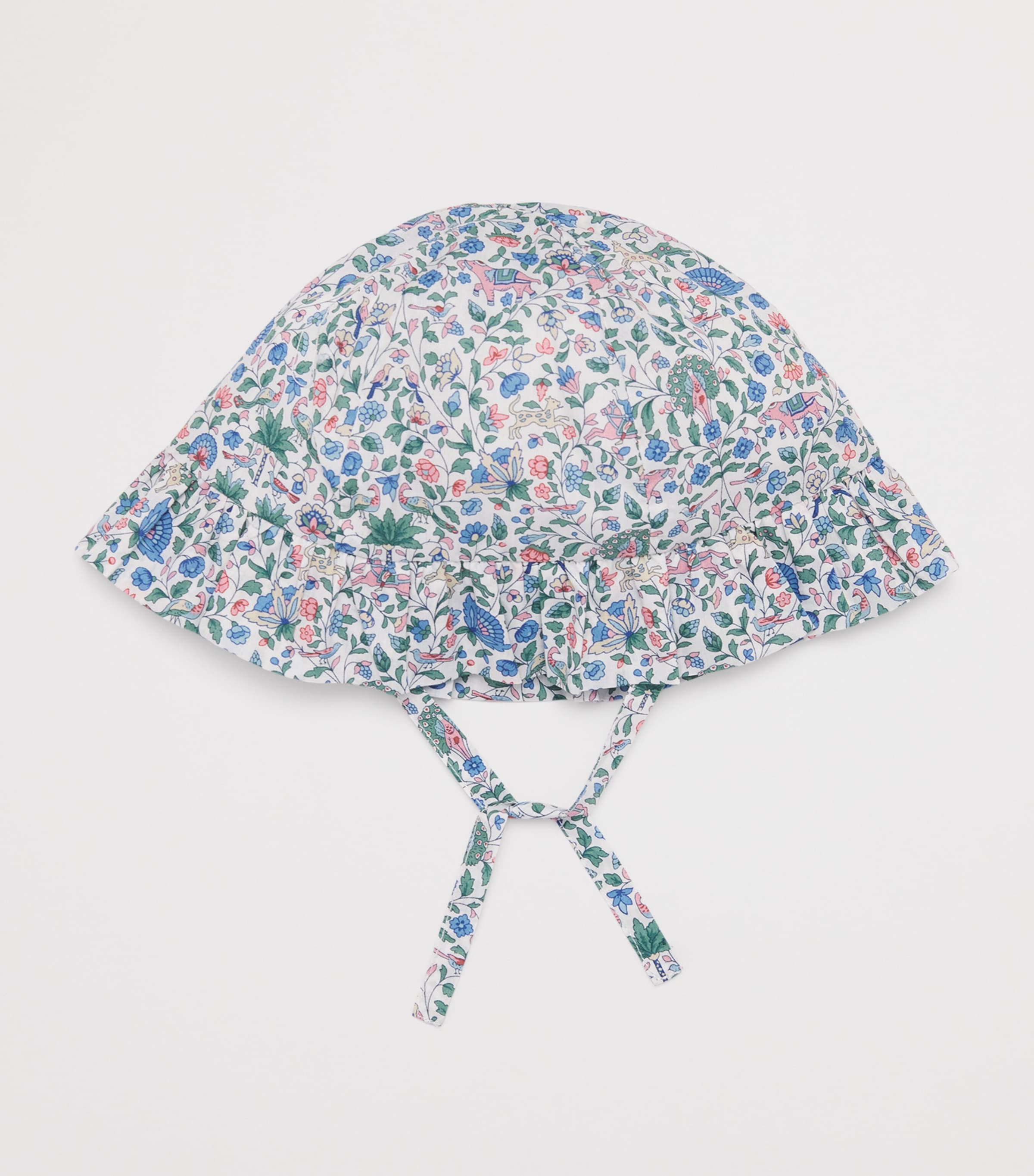 Cotton Liberty Print Floral Bonnet 1BLANC Image 2