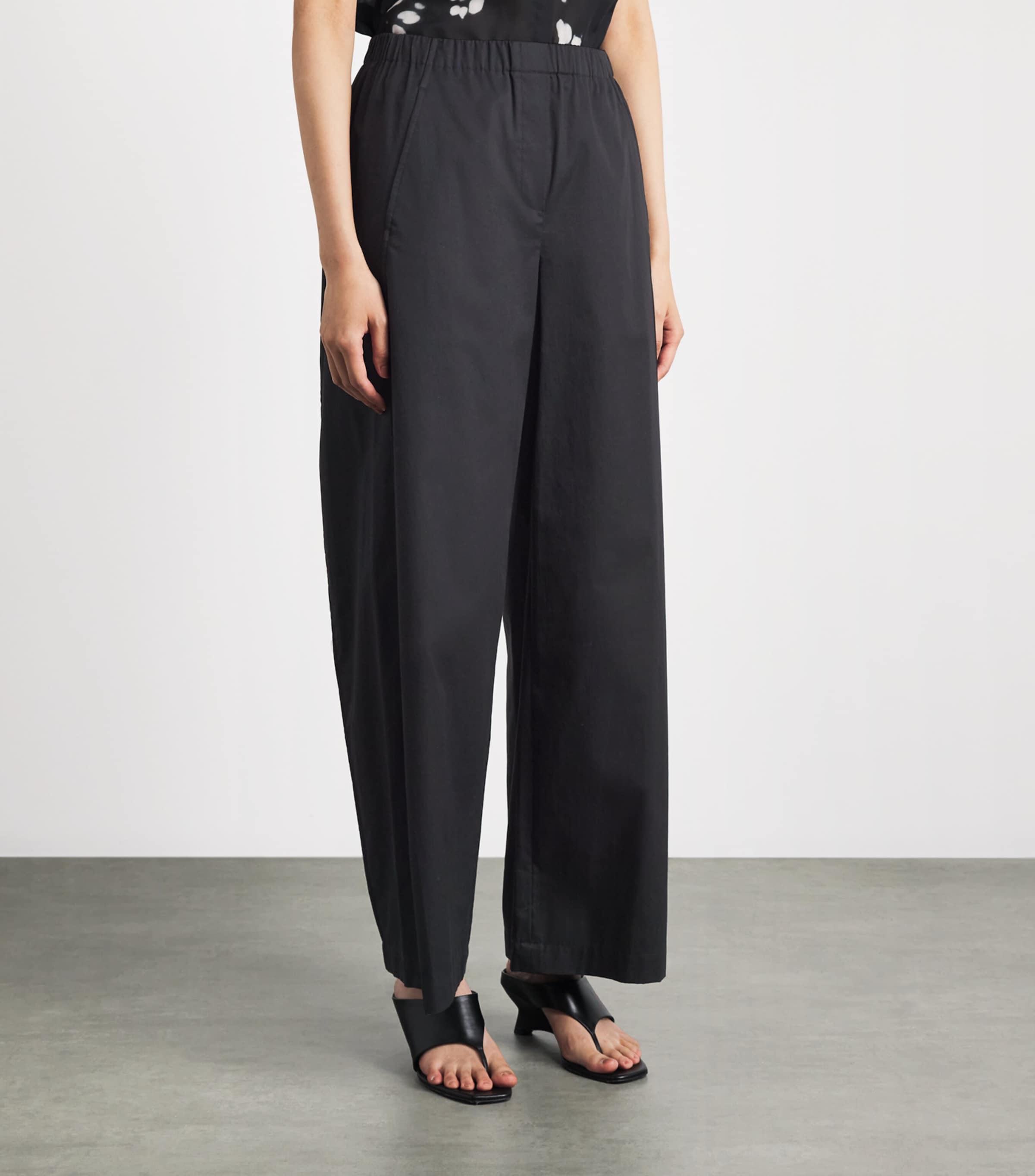 Theory Womens Cotton Parachute Wide-Leg Trousers Black Image 4