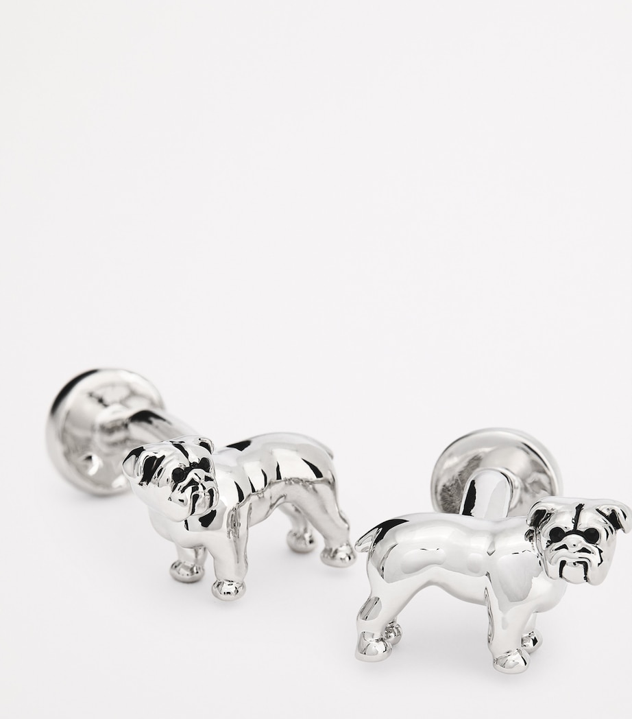 Babette Wasserman Rhodium-Plated British Bulldog Cufflinks Silver Image 6