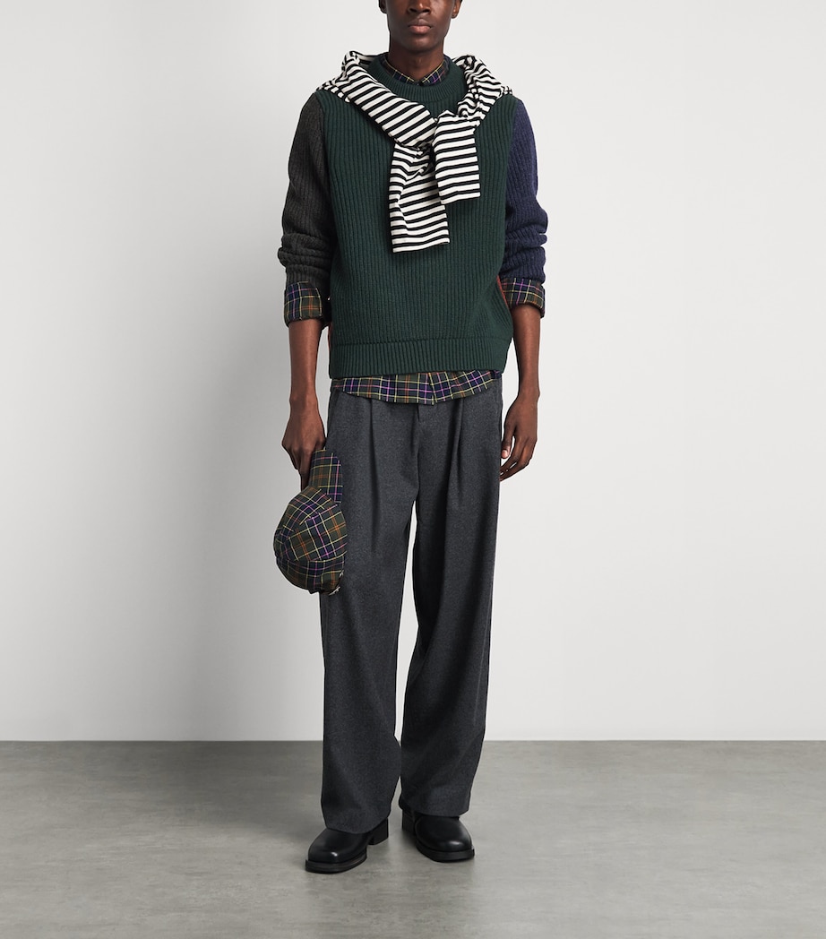 Barbour Mens x Paul Smith Wool Tyne Sweater Bottle Green Image 2