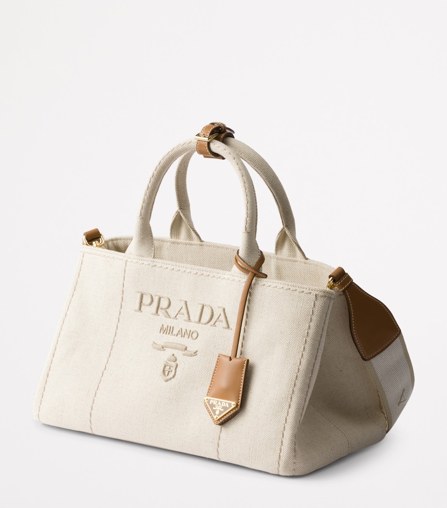 Prada Large Cotton-Linen Top-Handle Bag Image 2