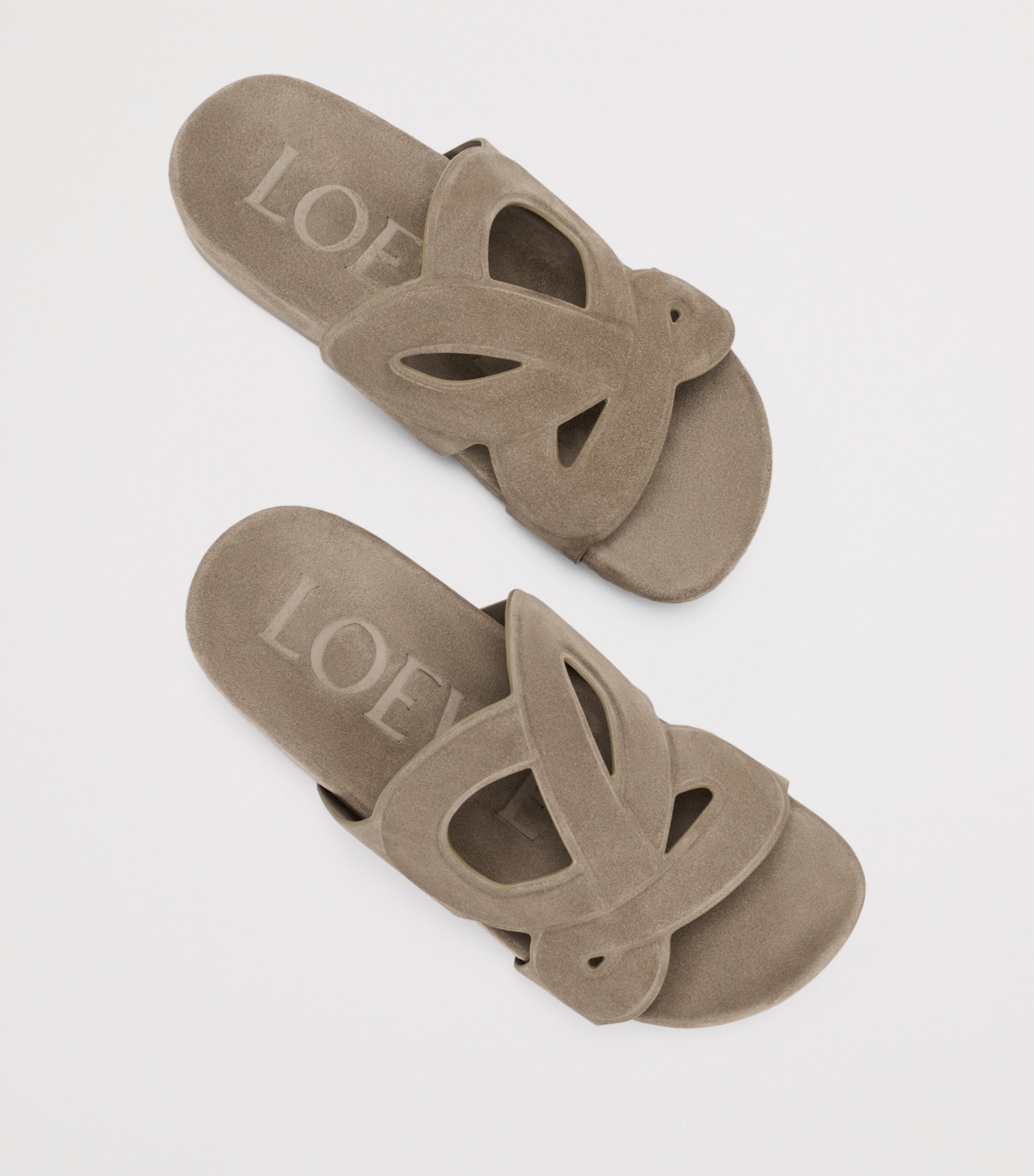 LOEWE x Paula's Ibiza Leather Monogram Ease Slides Stone Grey Image 3