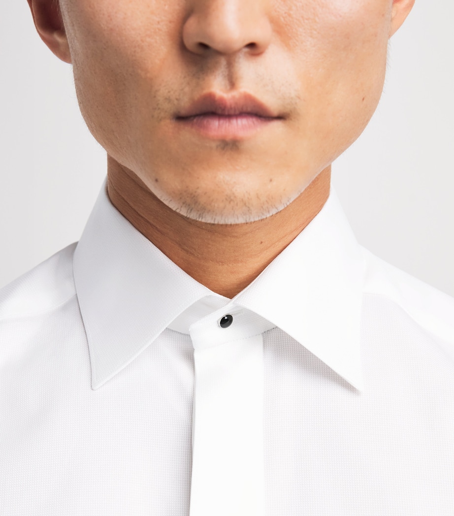 Eton Mens Cotton Hidden Placket Contemporary-Fit Shirt White Image 6