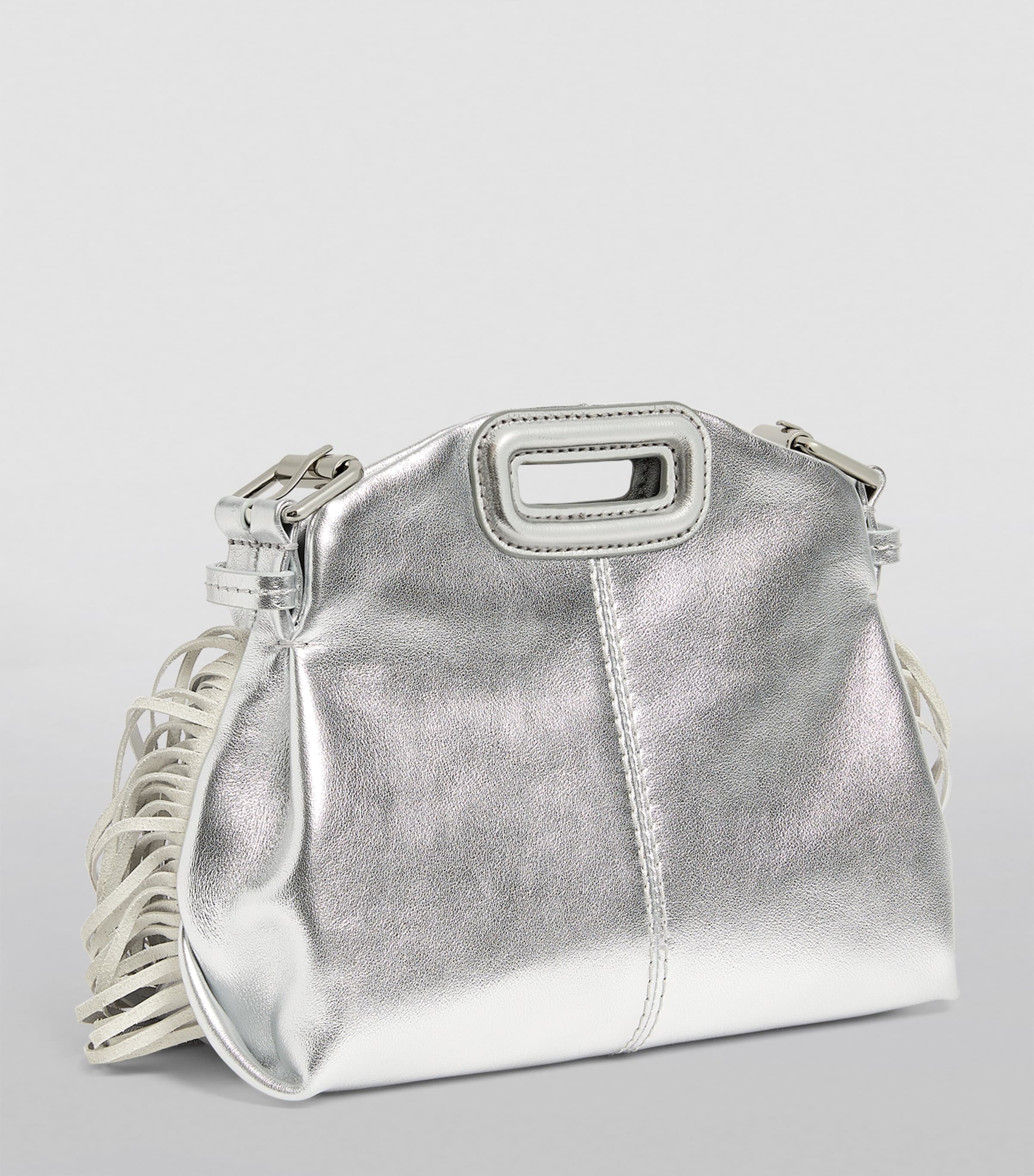 Mini Leather Miss M Shoulder Bag SILVER Image 2