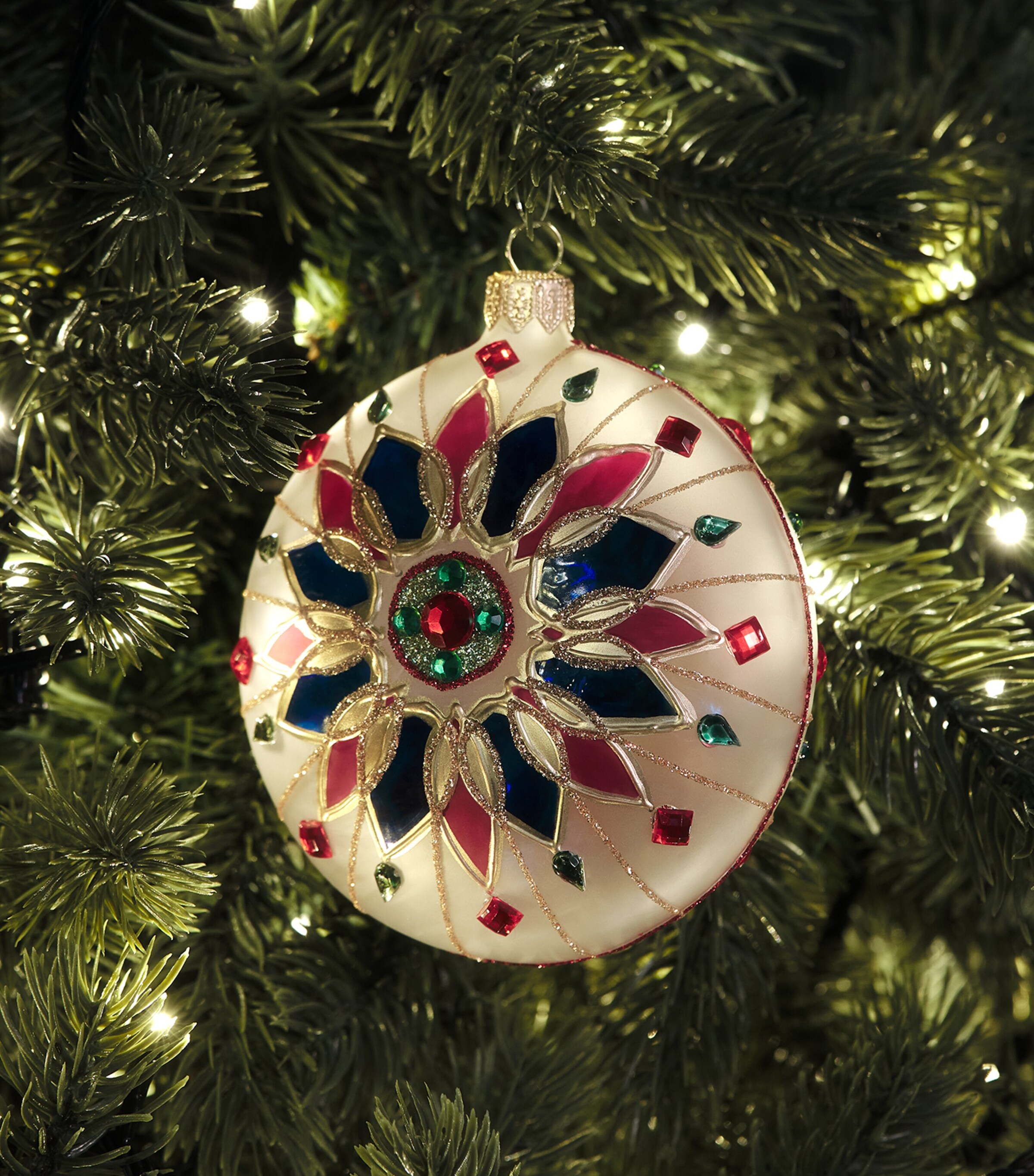 Harrods Glass Compass Bauble White Image 3