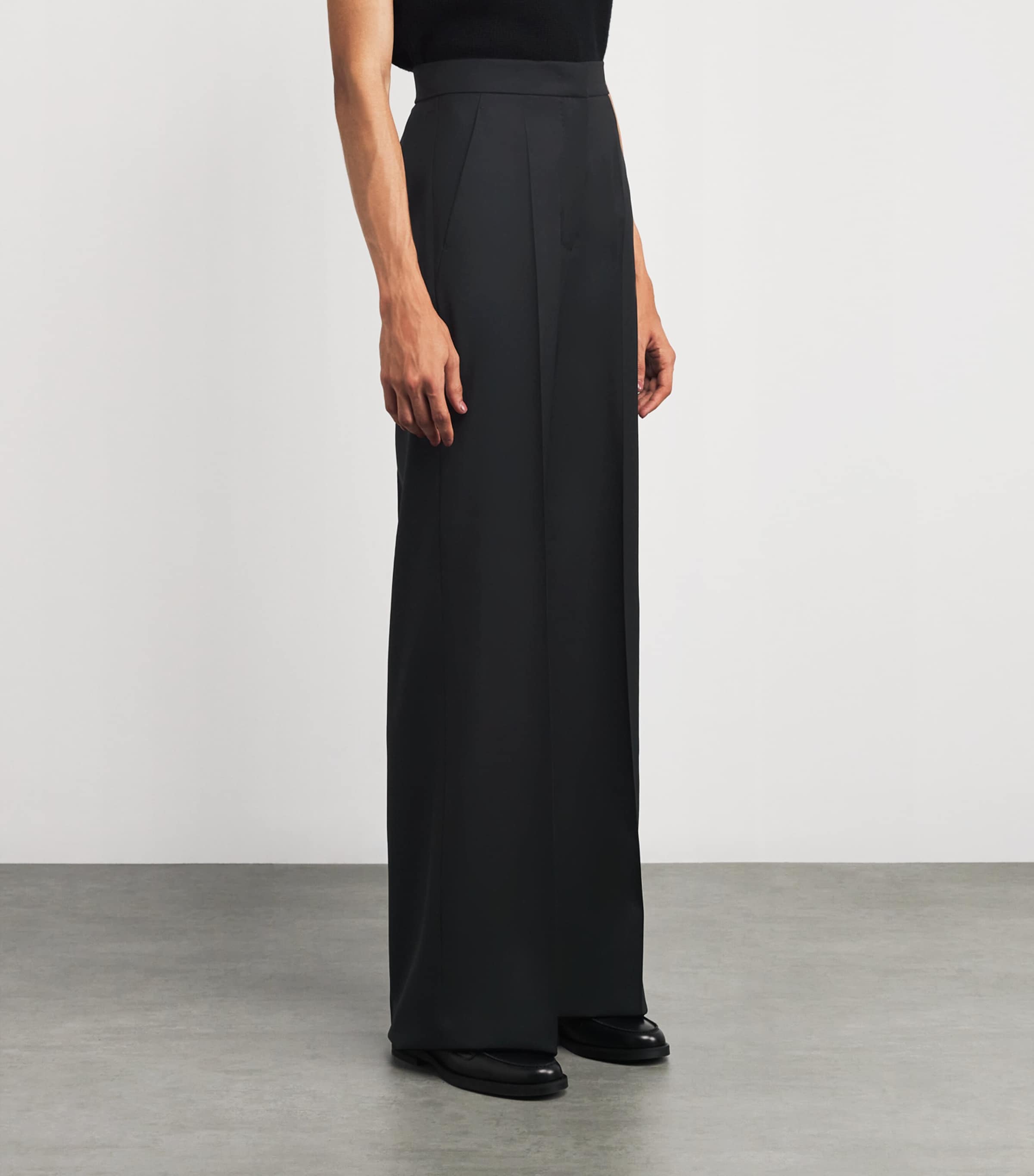 Wool Straight-Leg Trousers BLACK Image 3