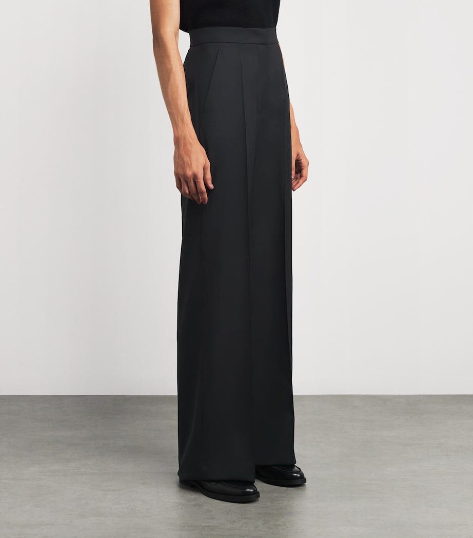 Wool Straight-Leg Trousers BLACK Image 3