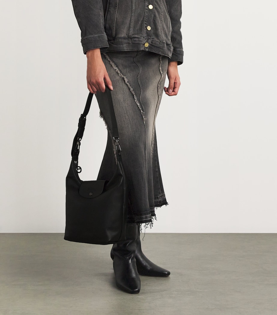 Longchamp Medium Leather Le Pliage Xtra Shoulder Bag Black Image 5