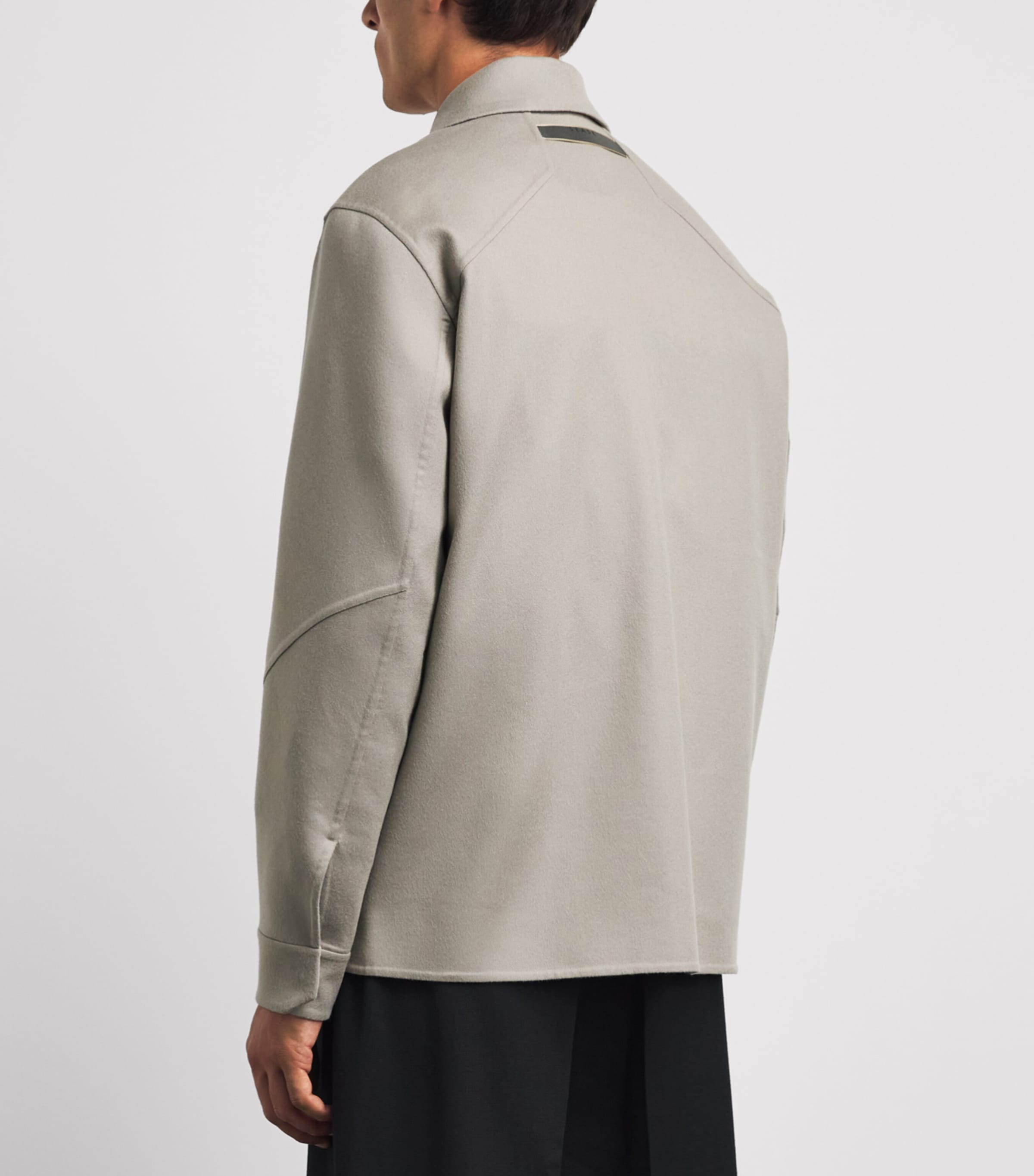 Sease Mens Wool-Blend Fleece Double Overshirt Driftwood Image 5