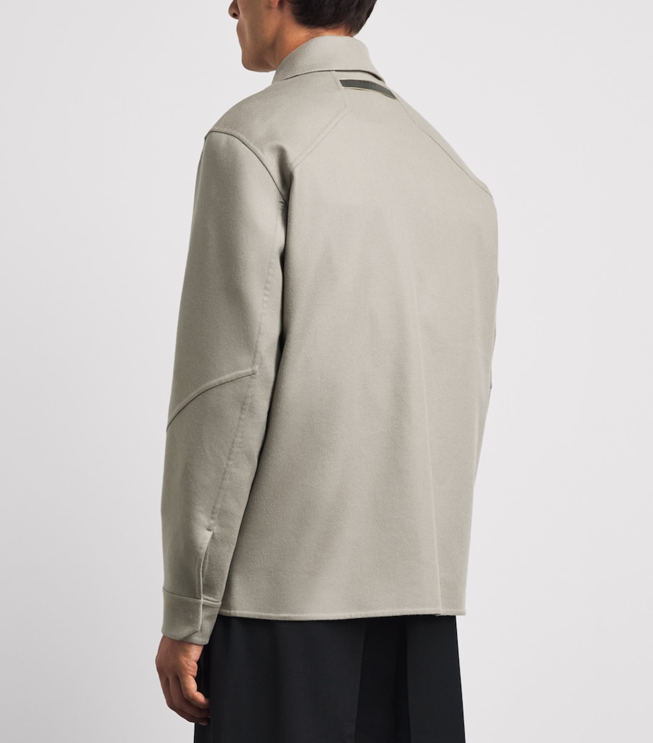 Sease Mens Wool-Blend Fleece Double Overshirt Driftwood Image 5